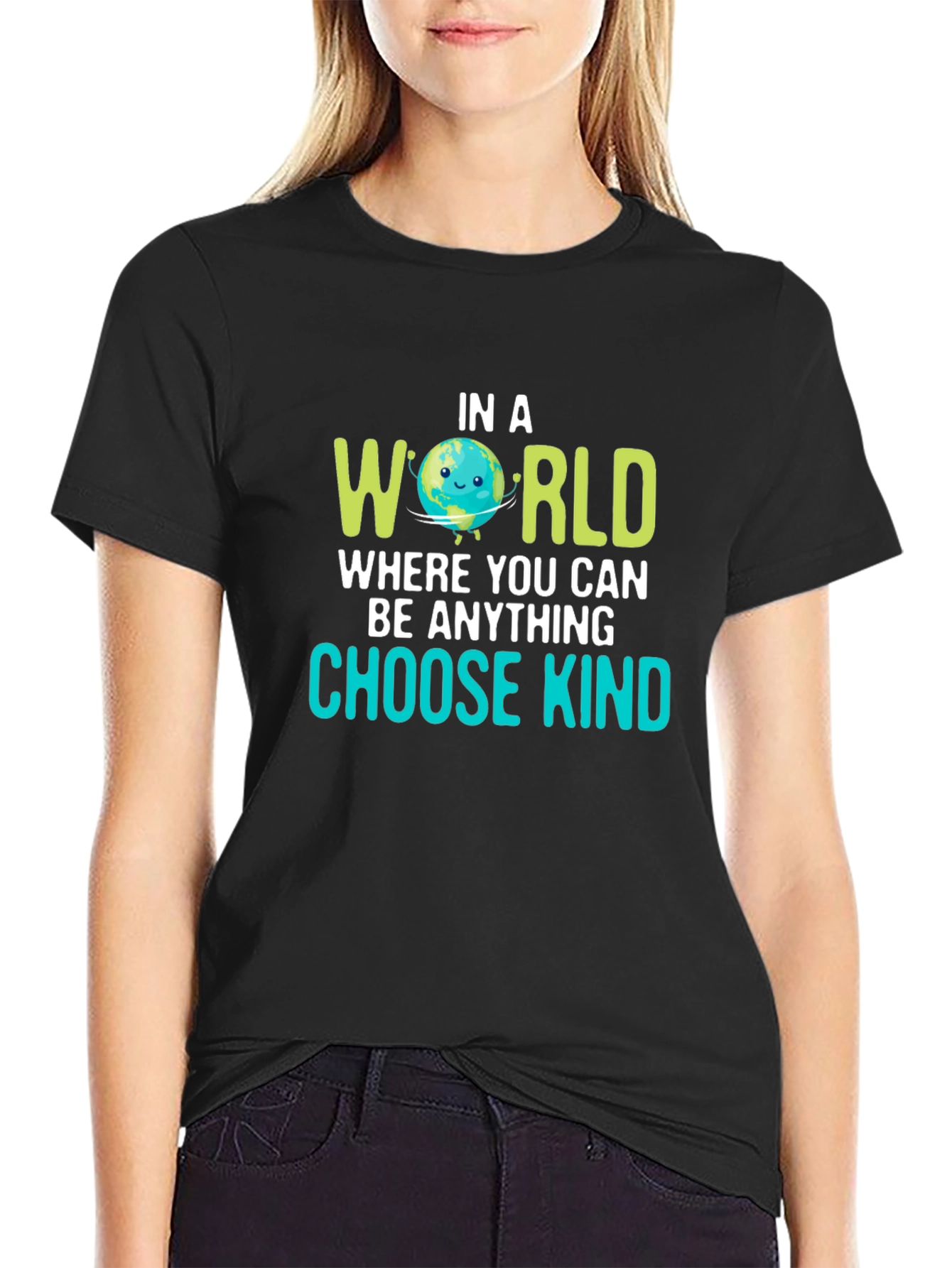 Black Choose Kind Earth Graphic Black T-Shirt view 2