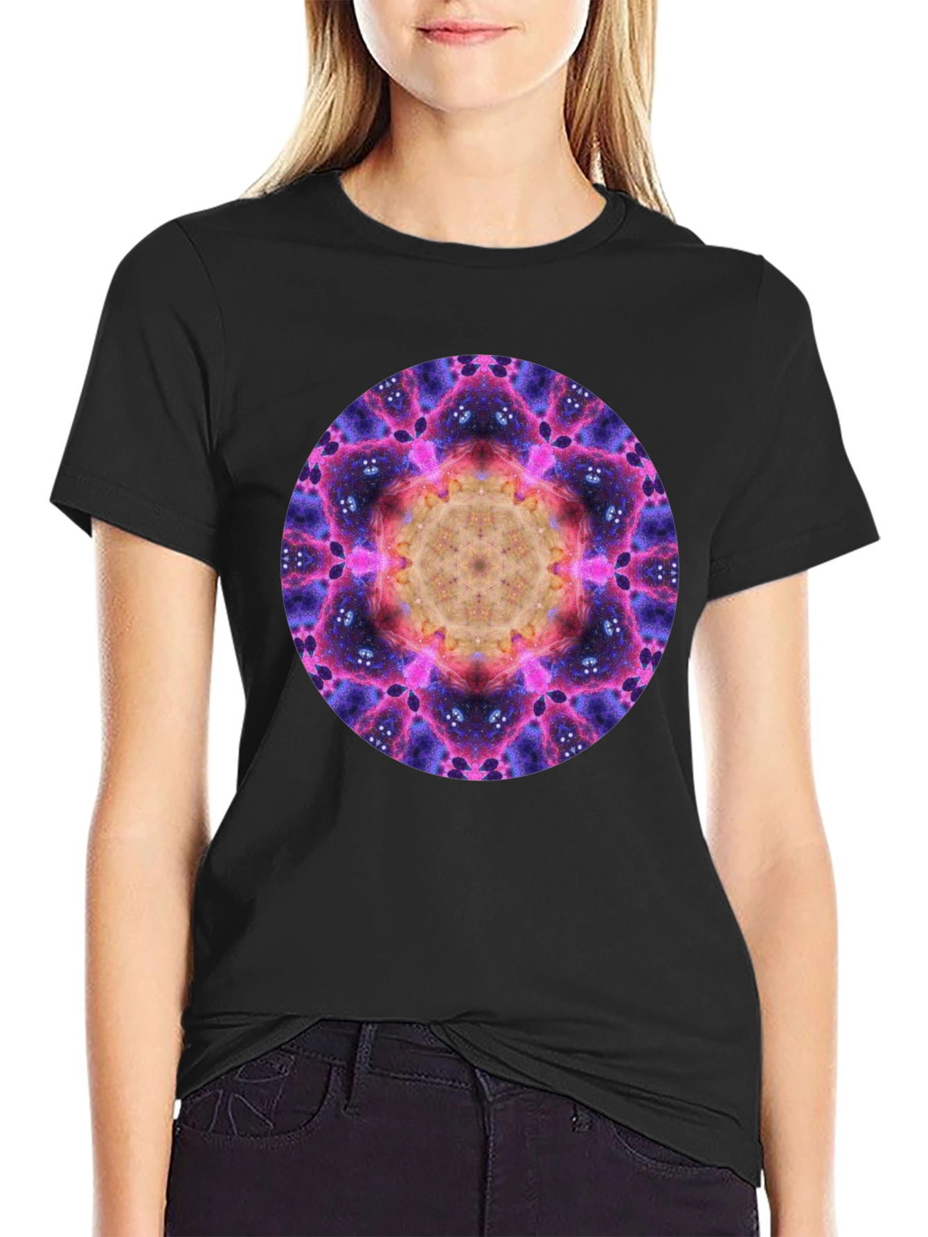Black Cosmic Mandala Graphic Tee - Black view 2