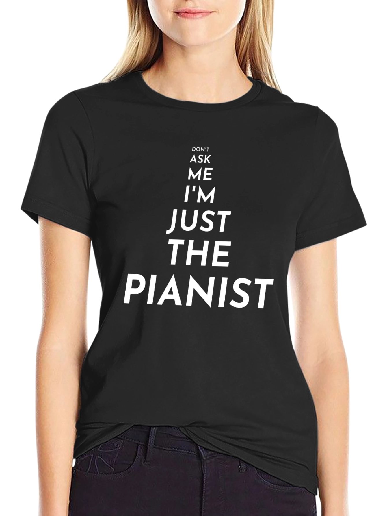 Black Just The Pianist Funny Musician T-Shirt view 2