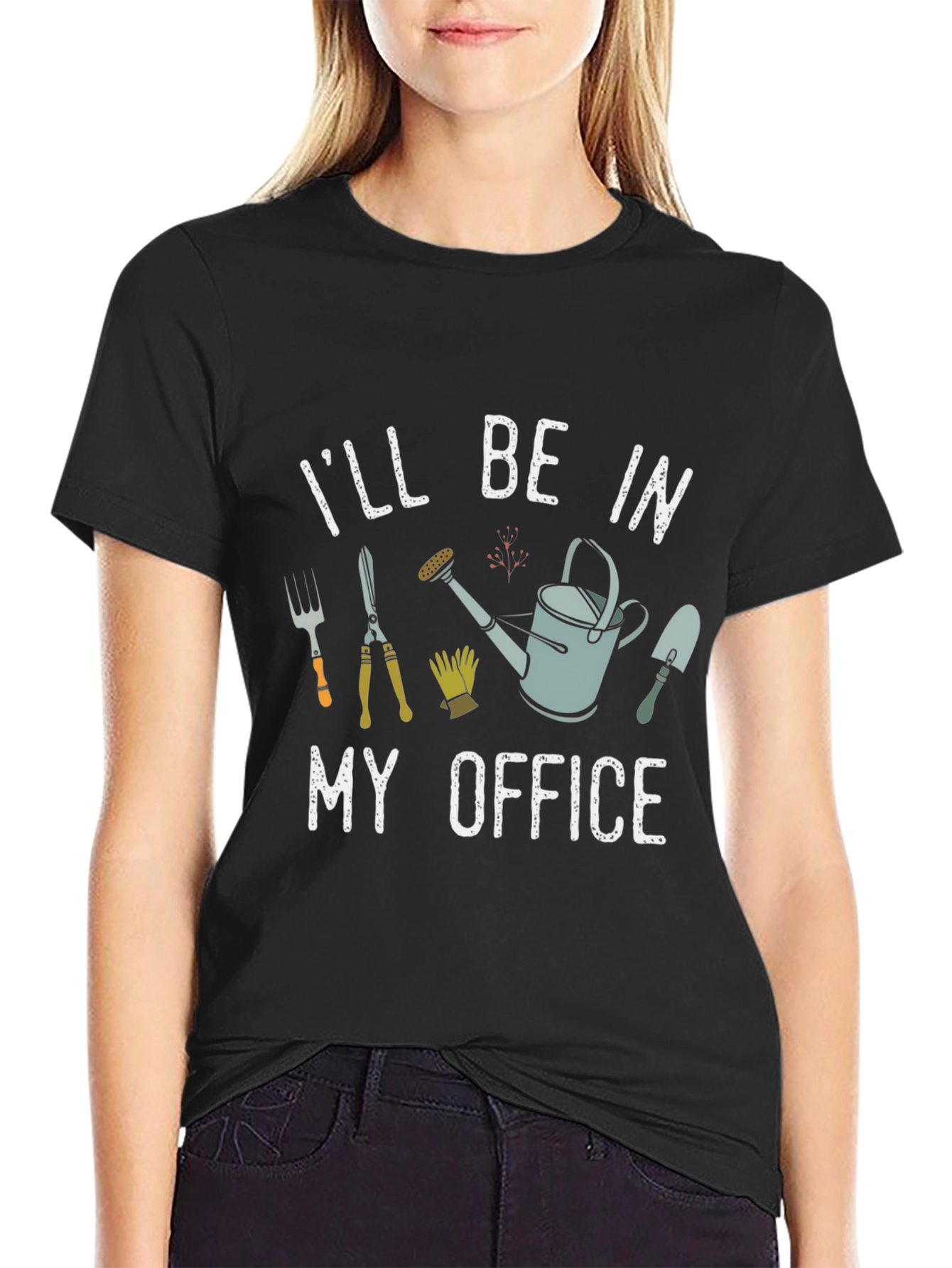 Black Gardening Office T-Shirt - Gardener Gift view 2