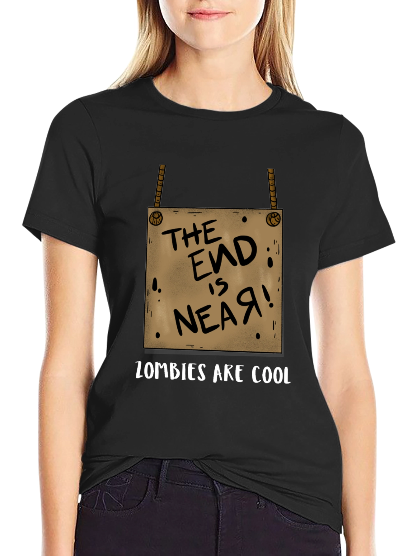 Black The End is Near Zombie Graphic Tee view 2