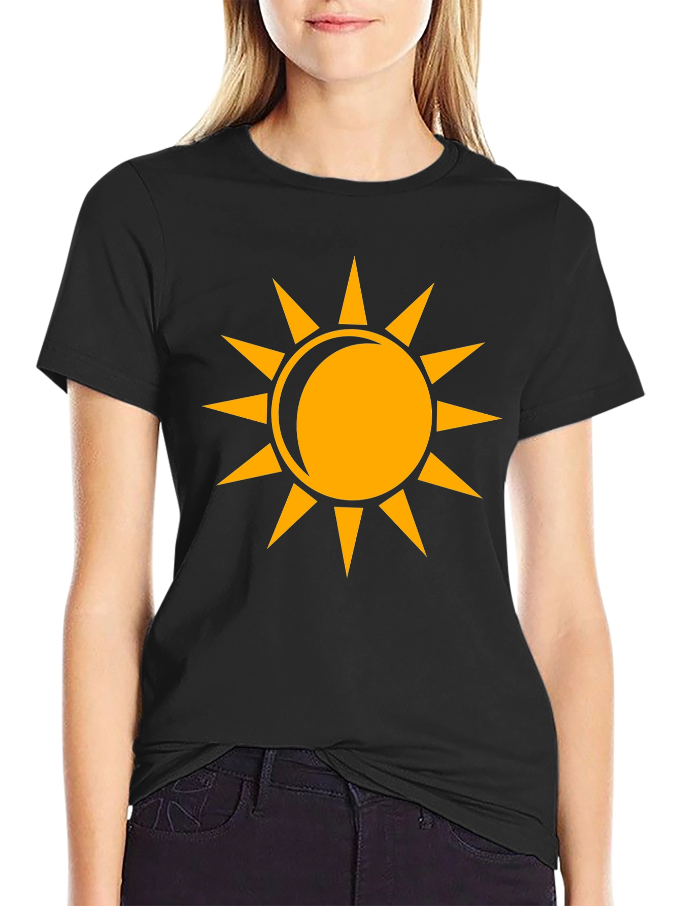Sun Graphic Black T-Shirt, Casual Wear - 2