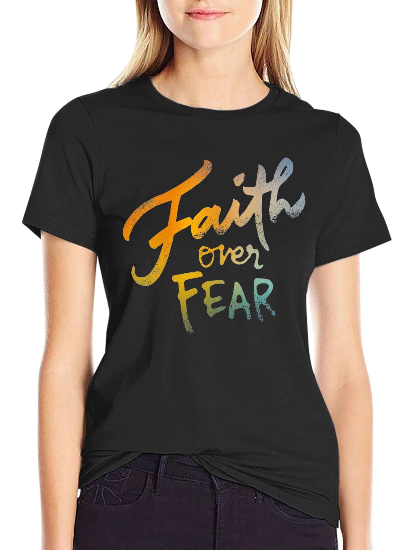 Black Faith Over Fear Graphic T-Shirt view 2