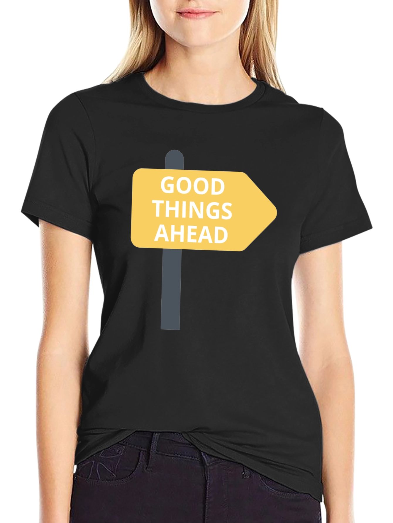 Black Good Things Ahead T-Shirt - Motivational Tee view 2