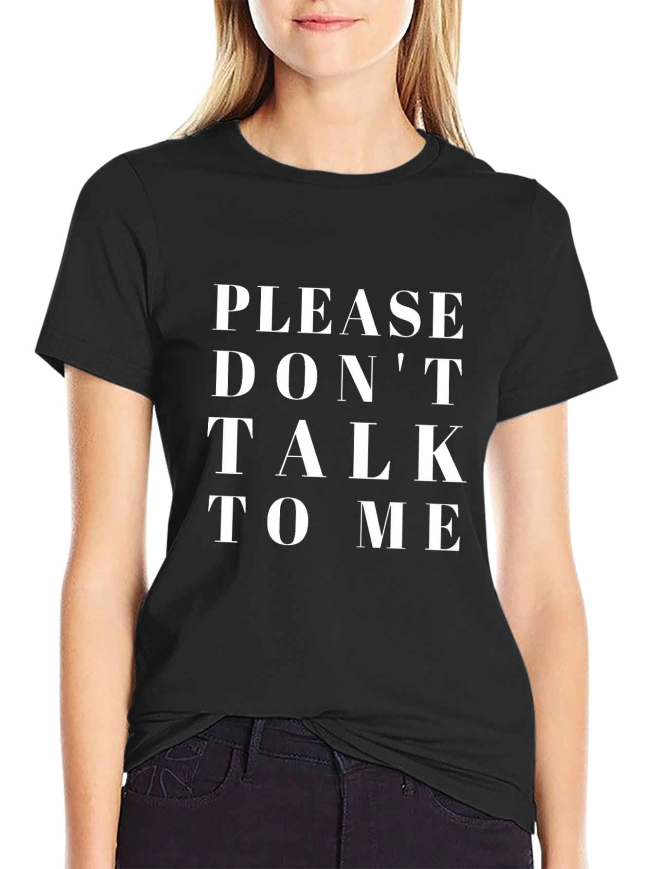 Black Please Don't Talk To Me Graphic Tee view 2