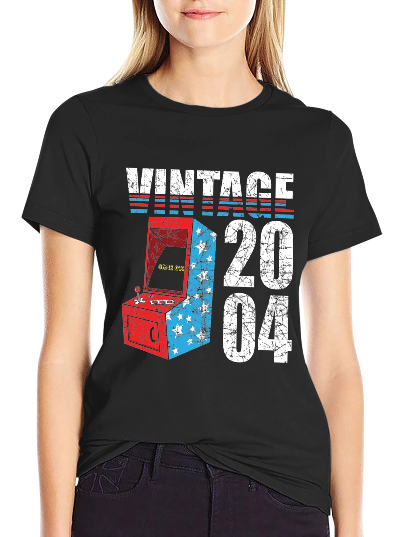Black Vintage 2004 Arcade Gamer T-Shirt view 2