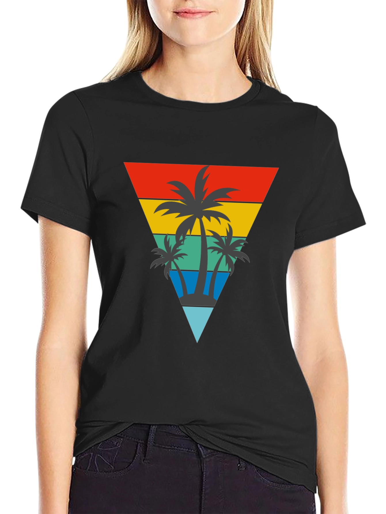 Black Retro Palm Tree Graphic T-Shirt view 2
