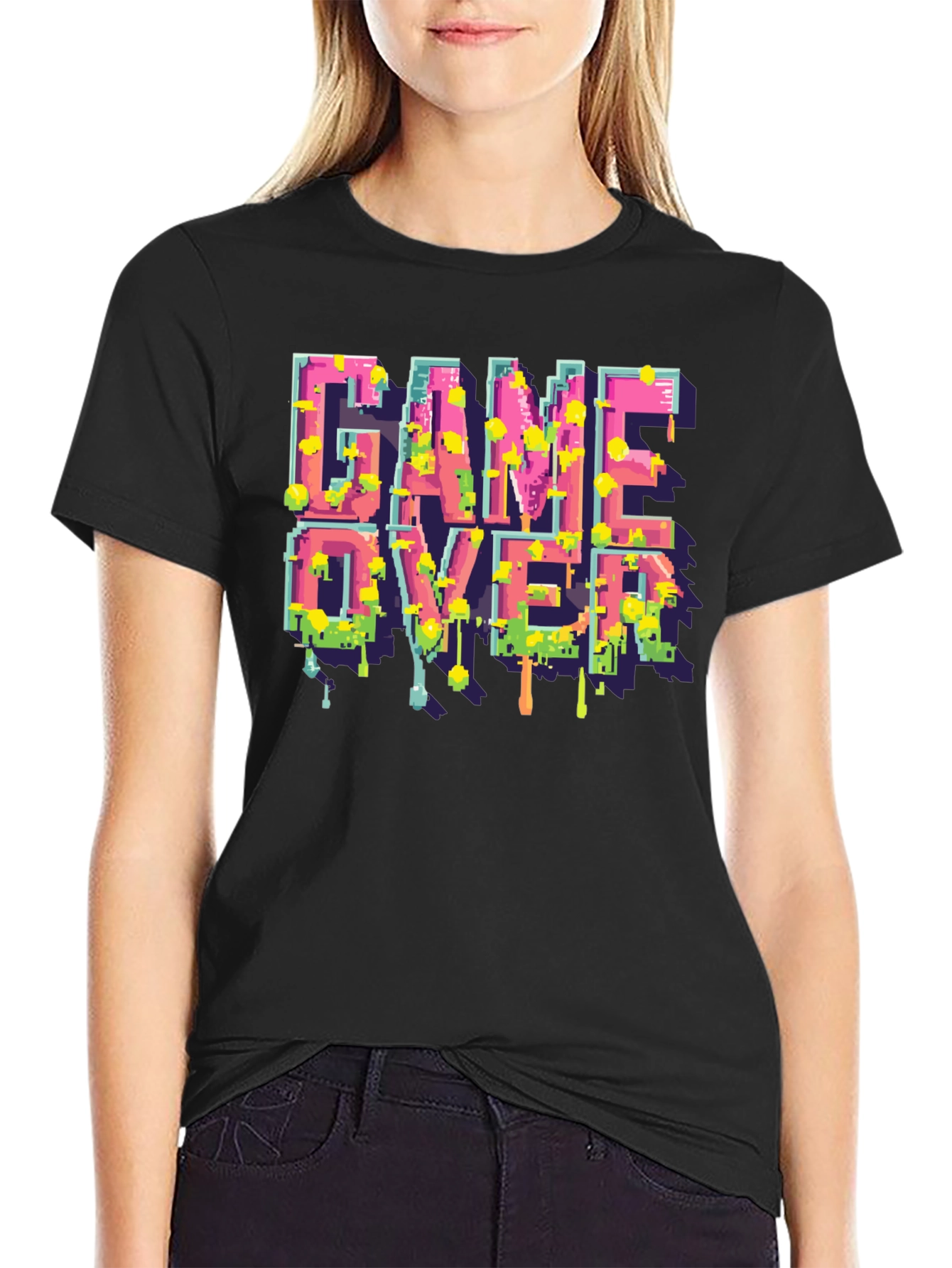 Black Game Over Pixelated T-Shirt view 2
