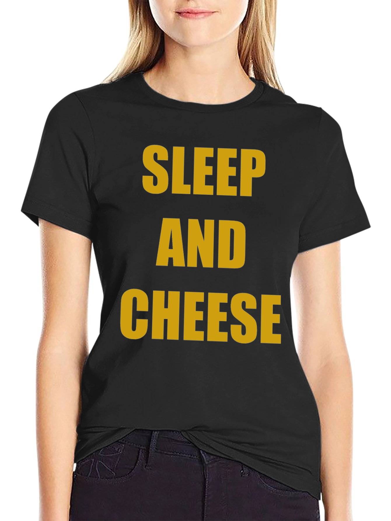 Black Sleep and Cheese Graphic Tee - Novelty T-Shirt view 2