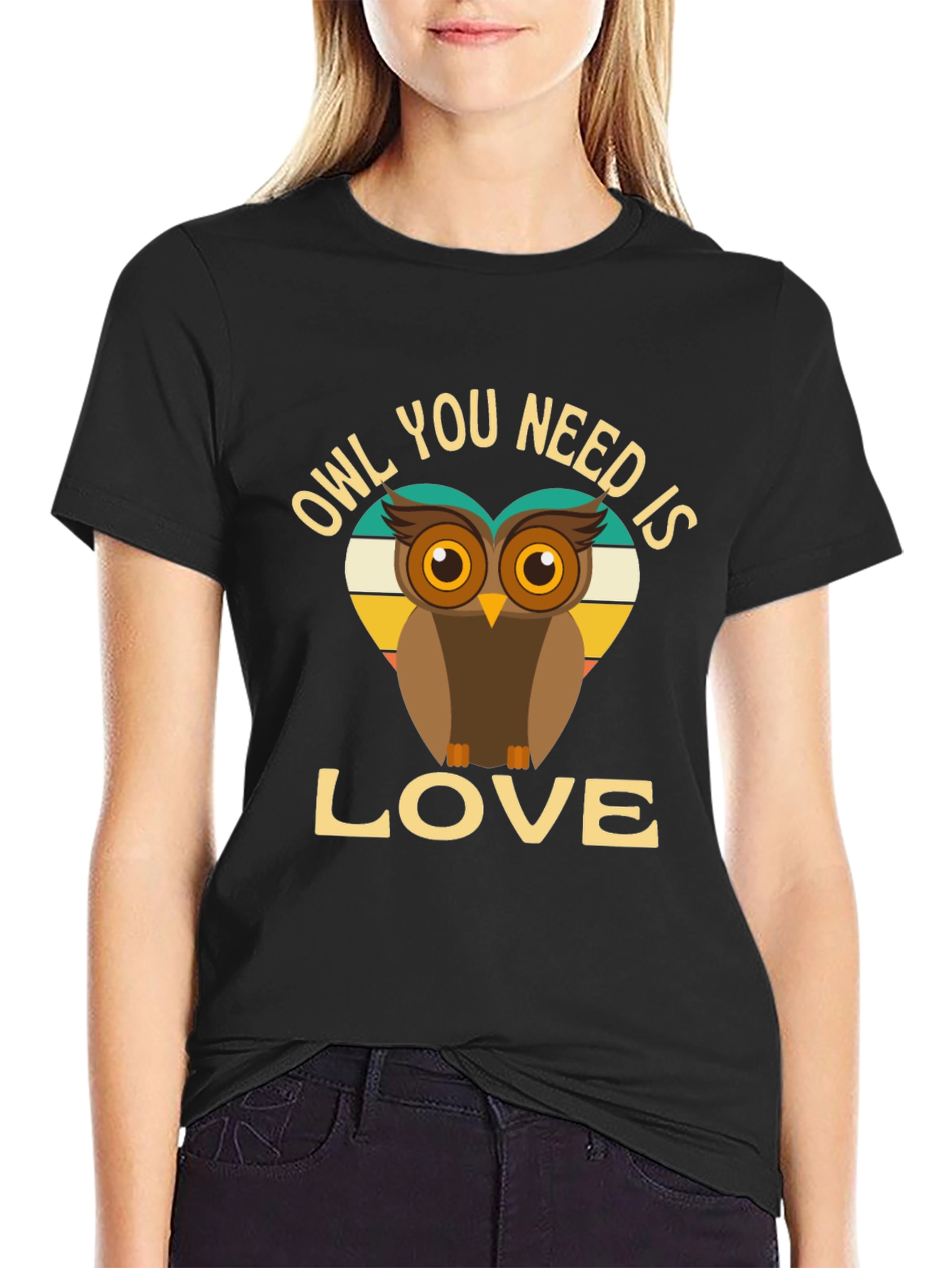 Black Owl You Need is Love T-Shirt view 2