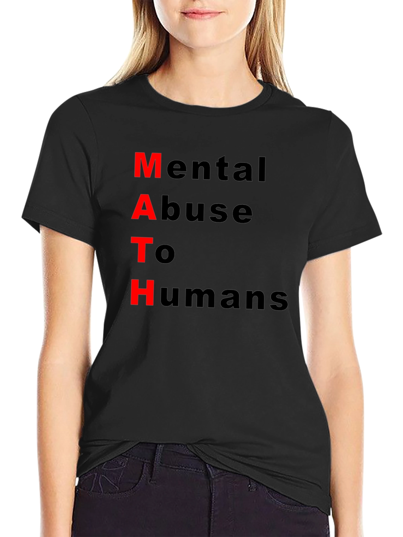 Black Funny Math Abuse to Humans Graphic T-Shirt view 2