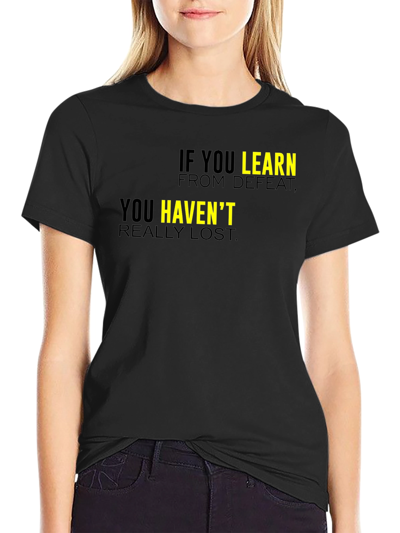Black Motivational Black T-Shirt: Learn From Defeat view 2