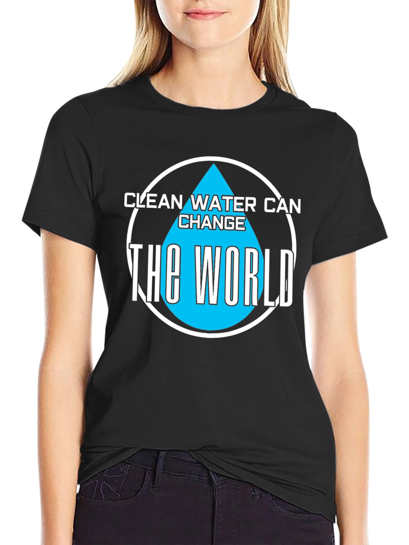 Black Clean Water Can Change the World T-Shirt view 2