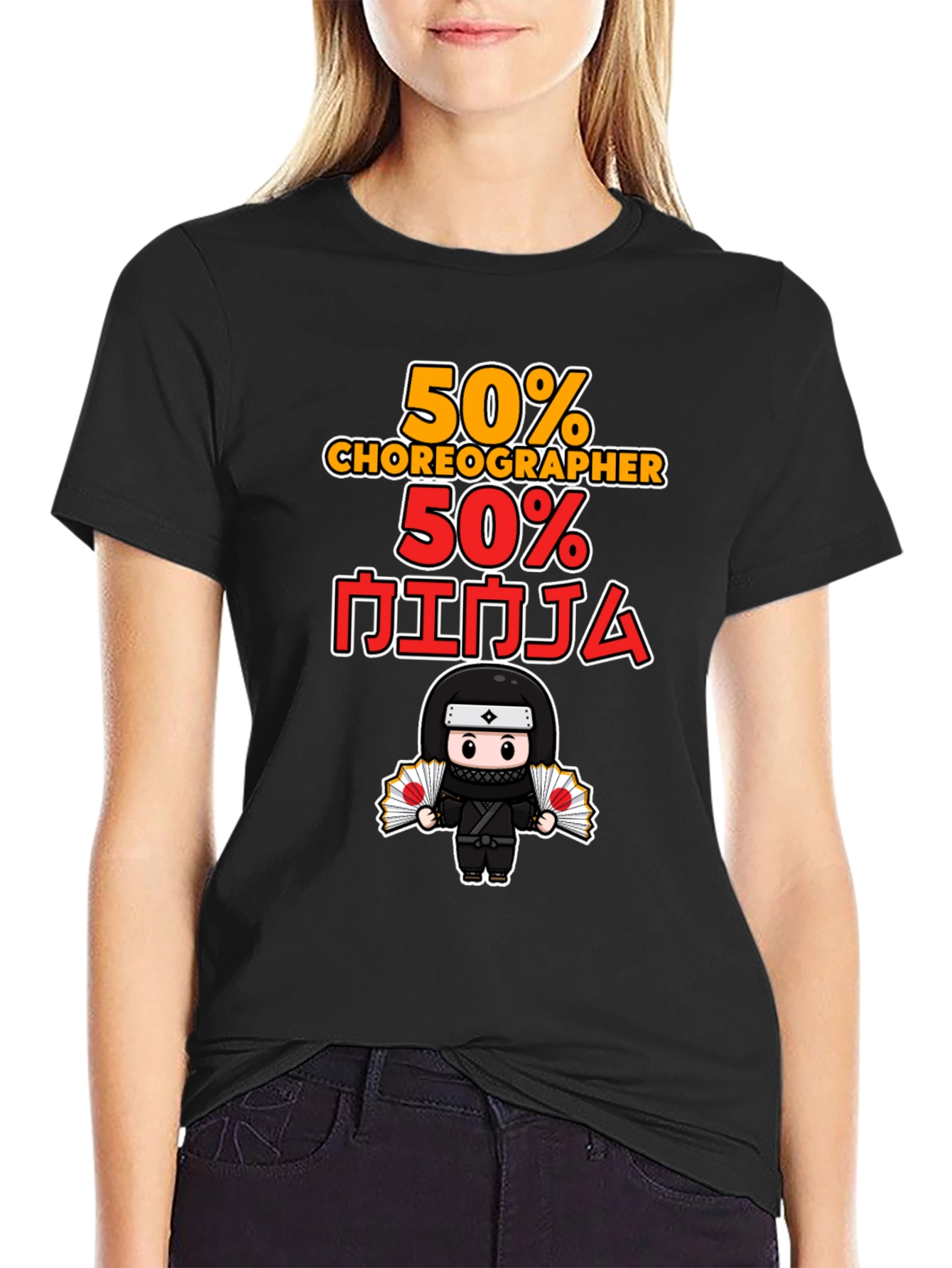 Black 50% Choreographer 50% Ninja Graphic T-Shirt view 2