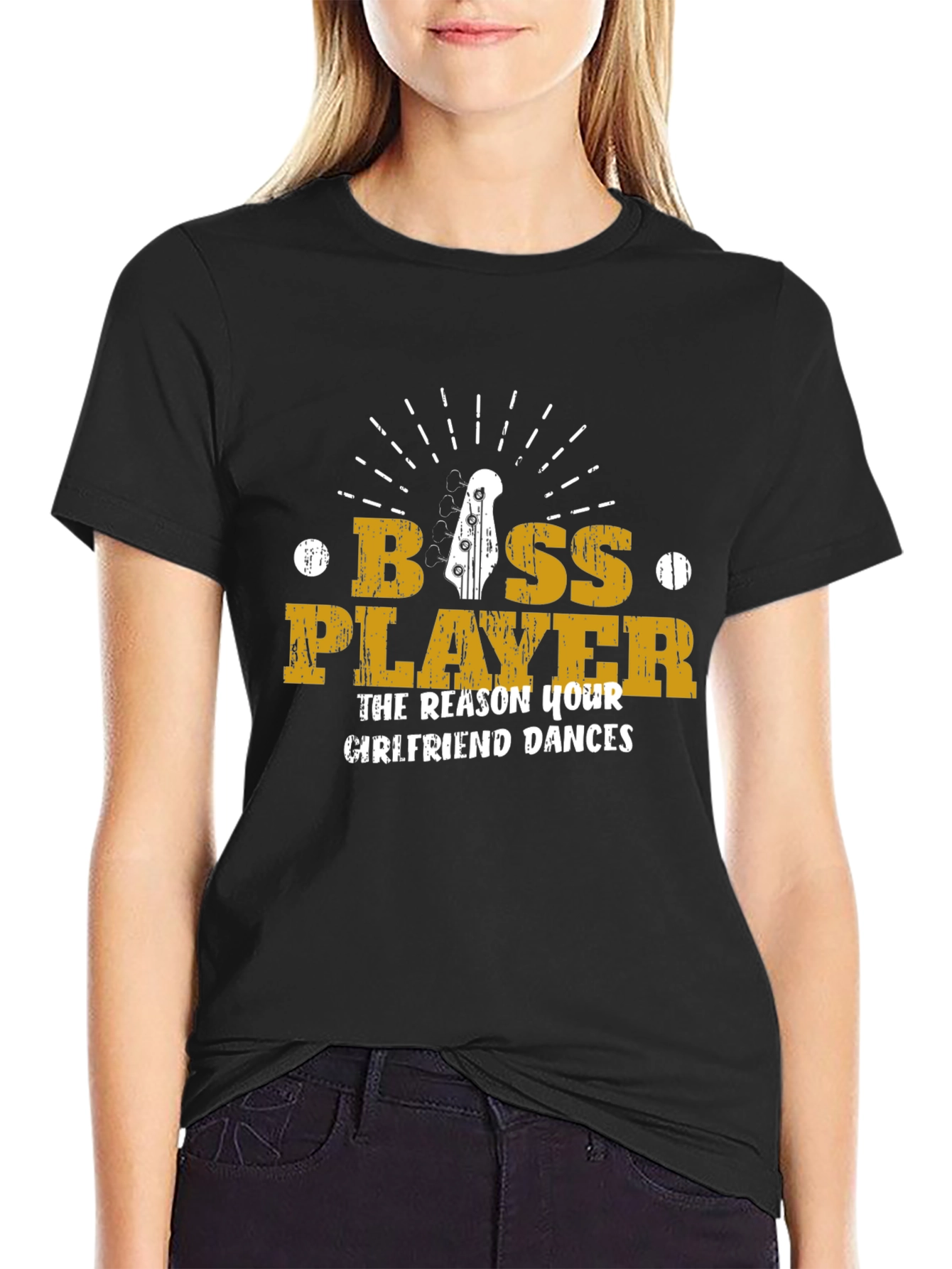 Black Bass Player T-Shirt - The Reason Your Girlfriend Dances! view 2