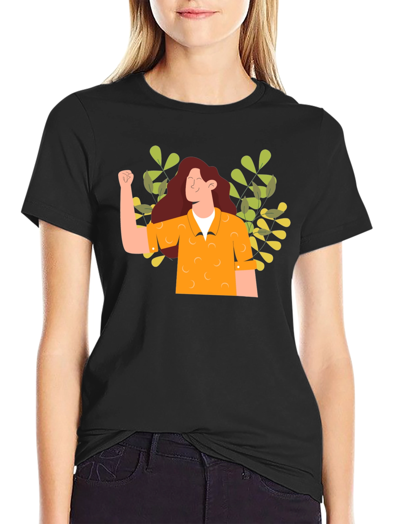 Black Empowered Woman Graphic Tee - Black view 2