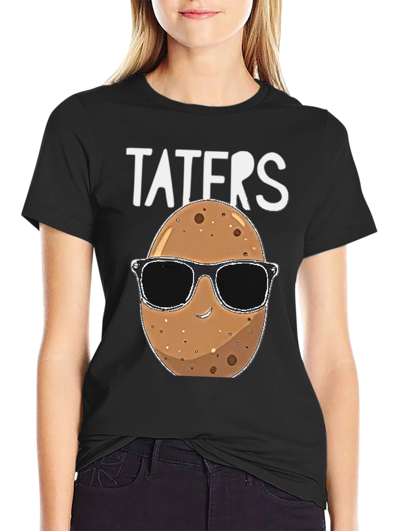 Black Taters Graphic Tee - Funny Potato Sunglasses Shirt view 2