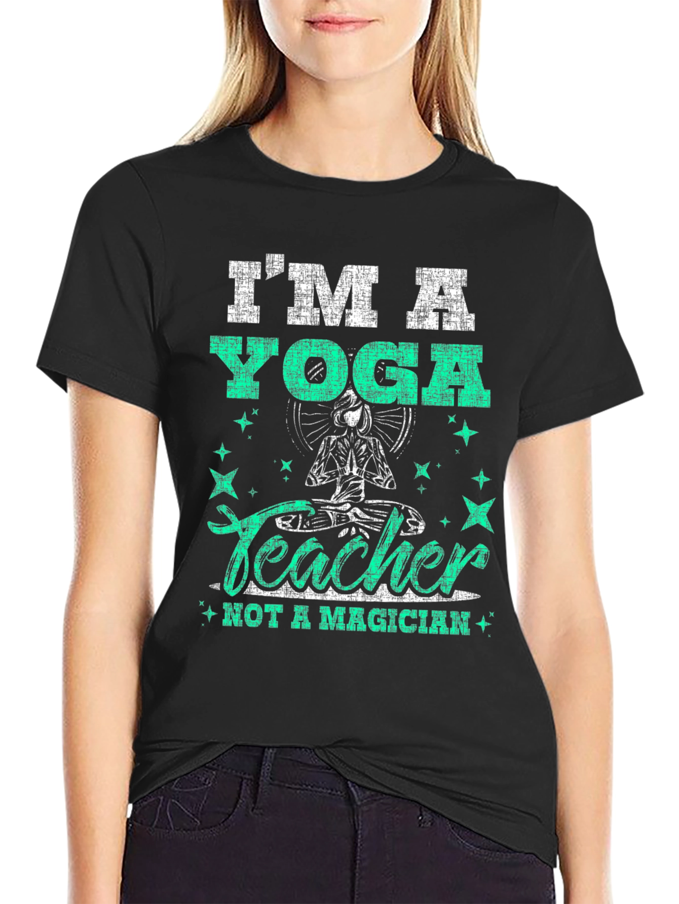 Black I'm A Yoga Teacher Graphic T-Shirt view 2