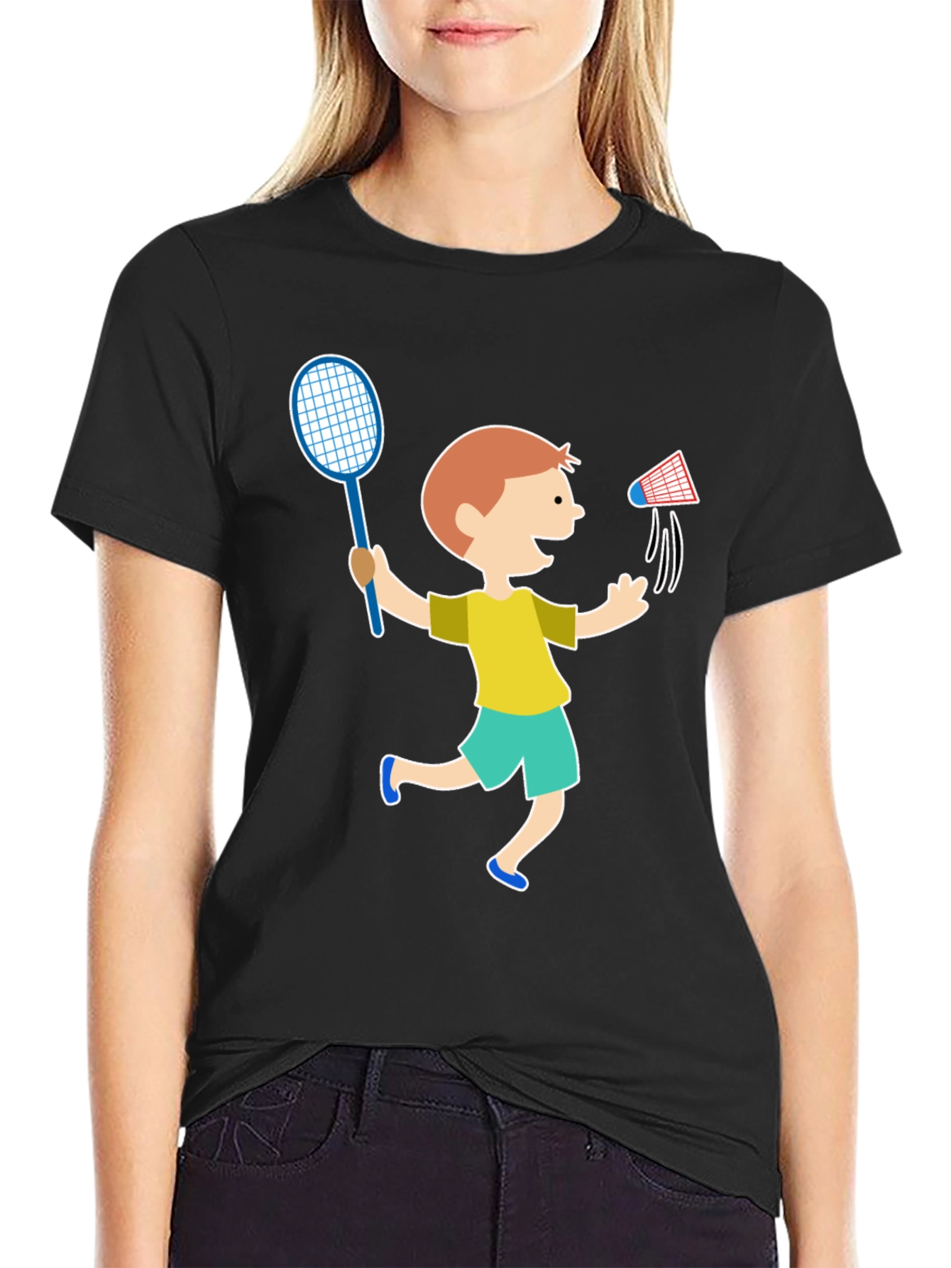 Black Boy's Badminton T-Shirt view 2