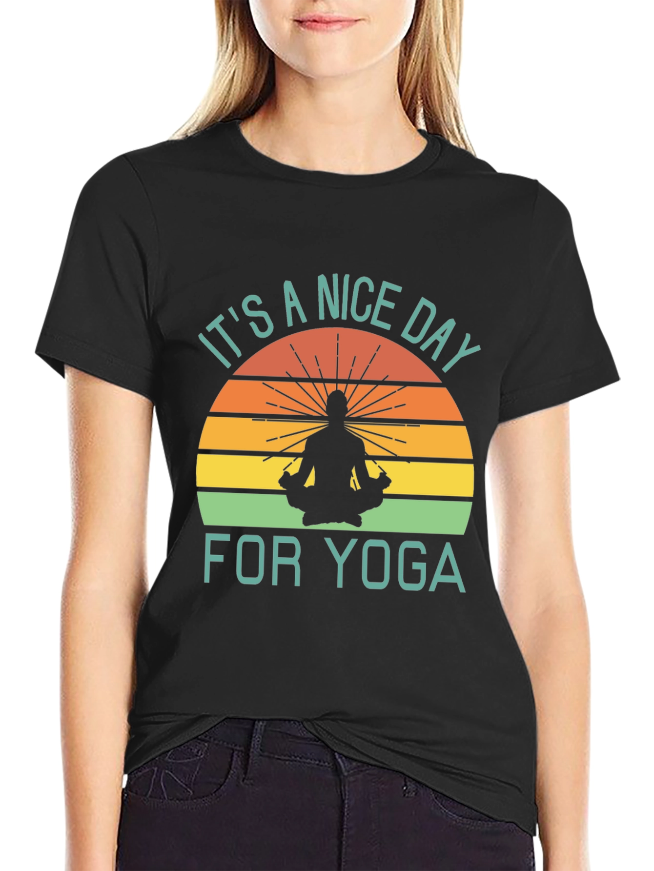 Black Yoga Day T-Shirt view 2