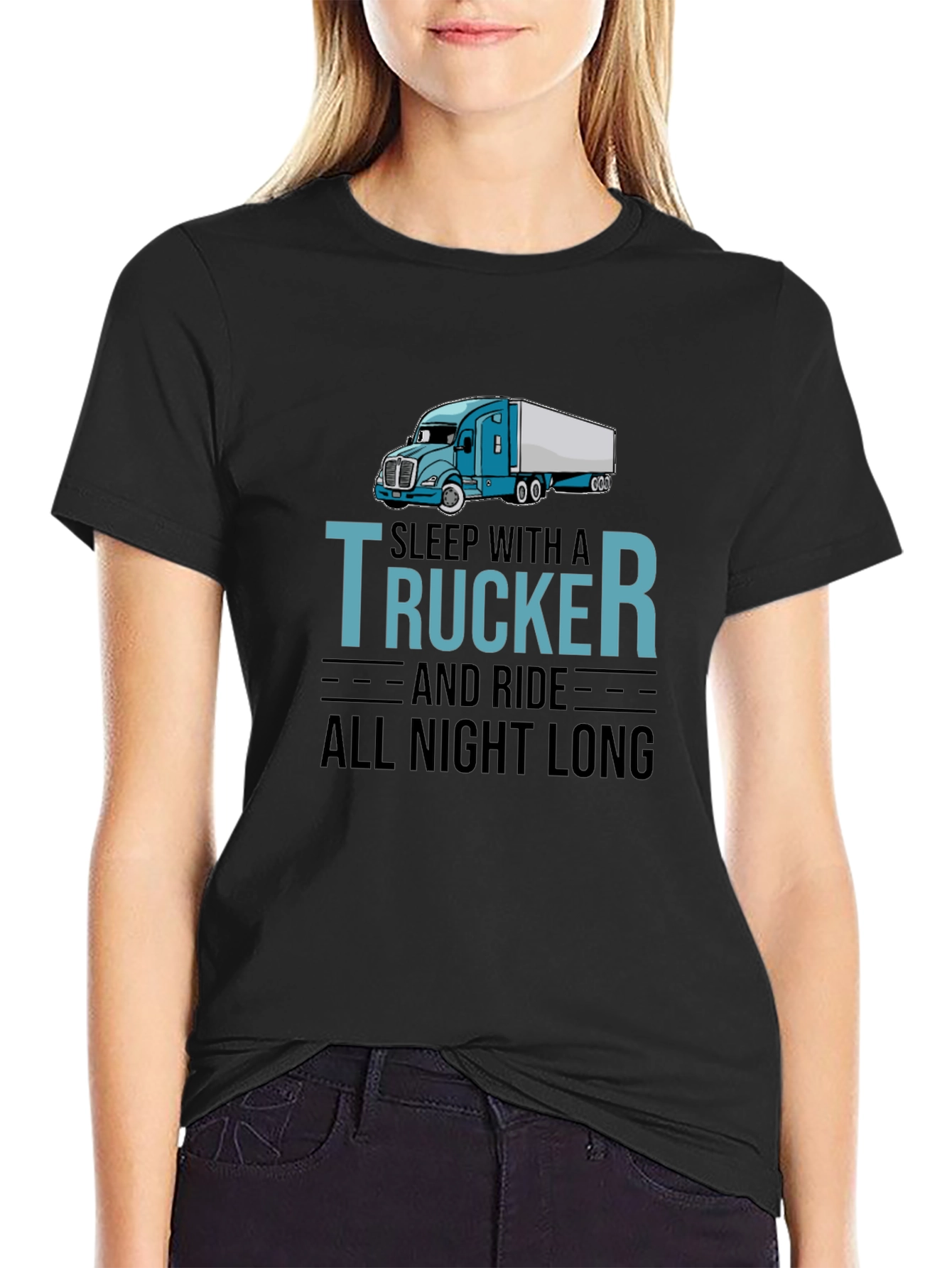 Black Sleep With A Trucker T-Shirt - Trucker Apparel view 2