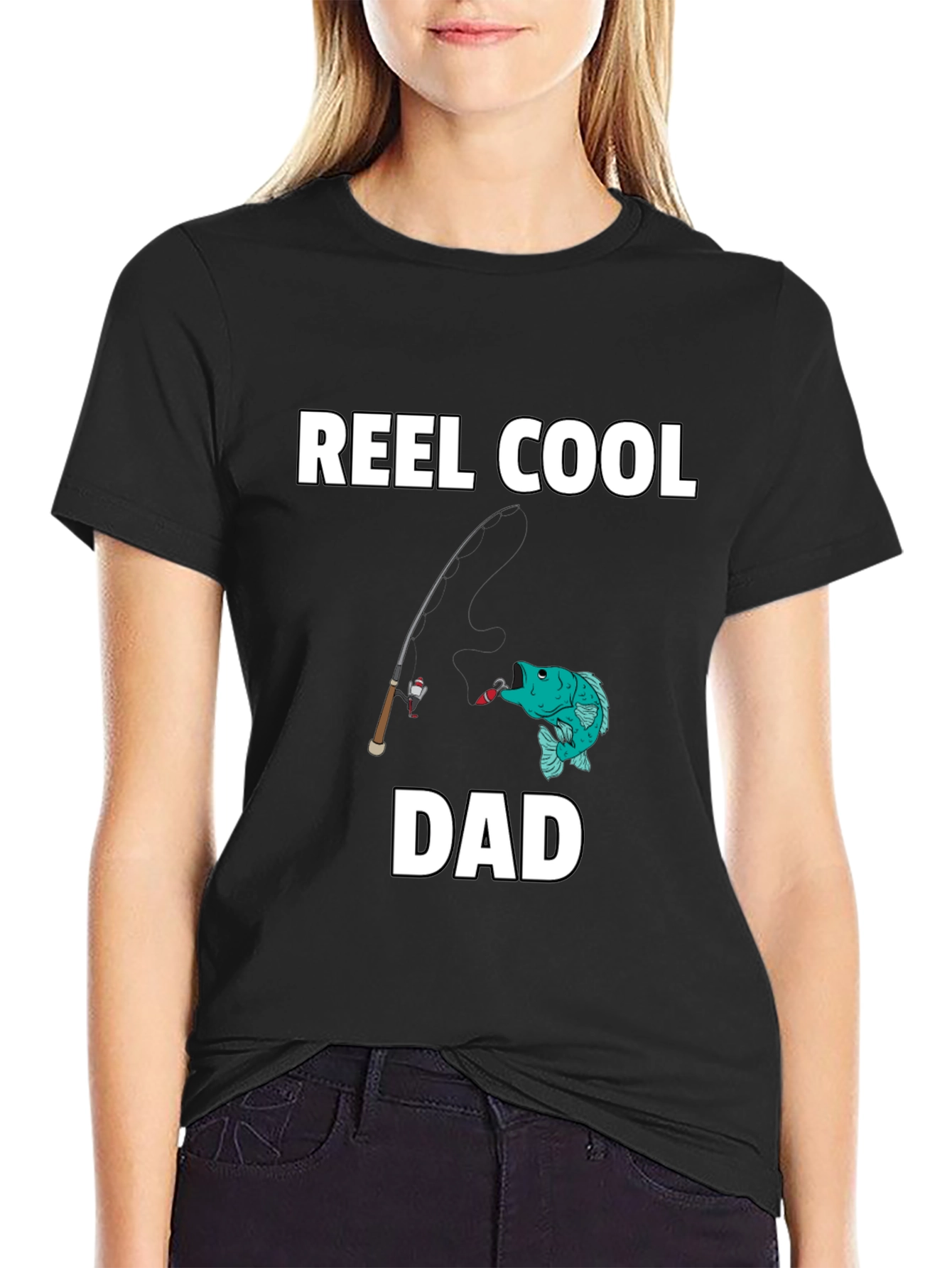 Black Reel Cool Dad T-Shirt - Fishing Graphic Tee view 2