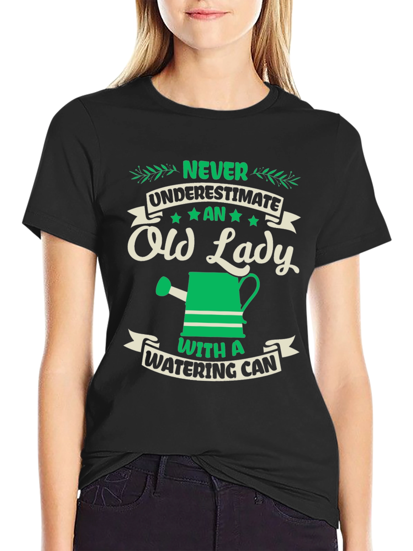 Black Never Underestimate Old Lady T-Shirt view 2