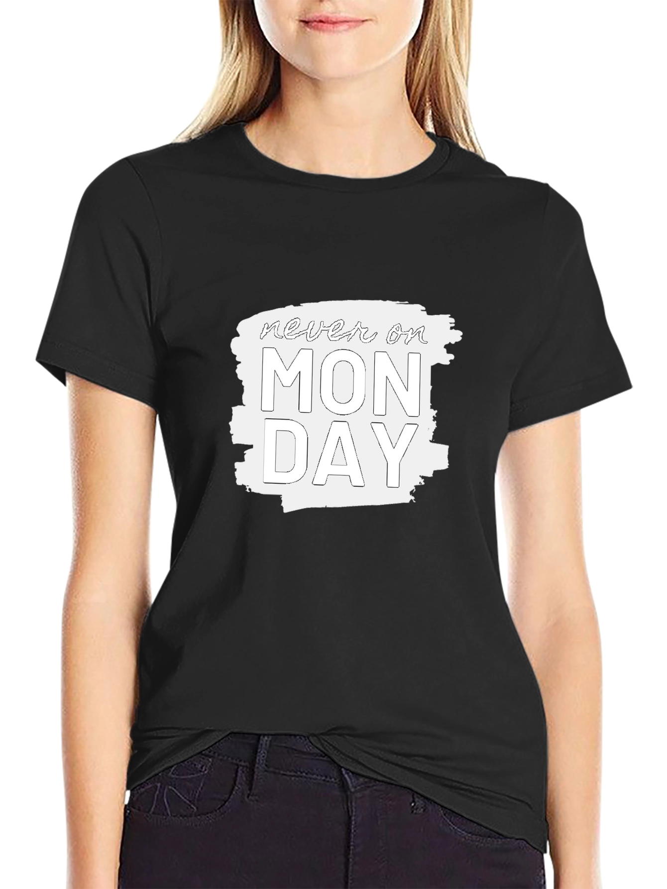 Black Never On Monday Graphic Tee view 2