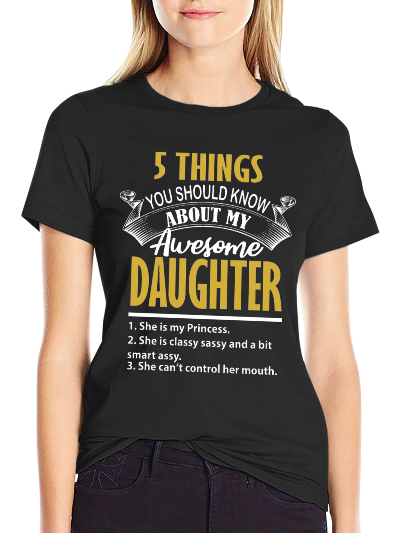 Black Awesome Daughter Graphic T-Shirt view 2