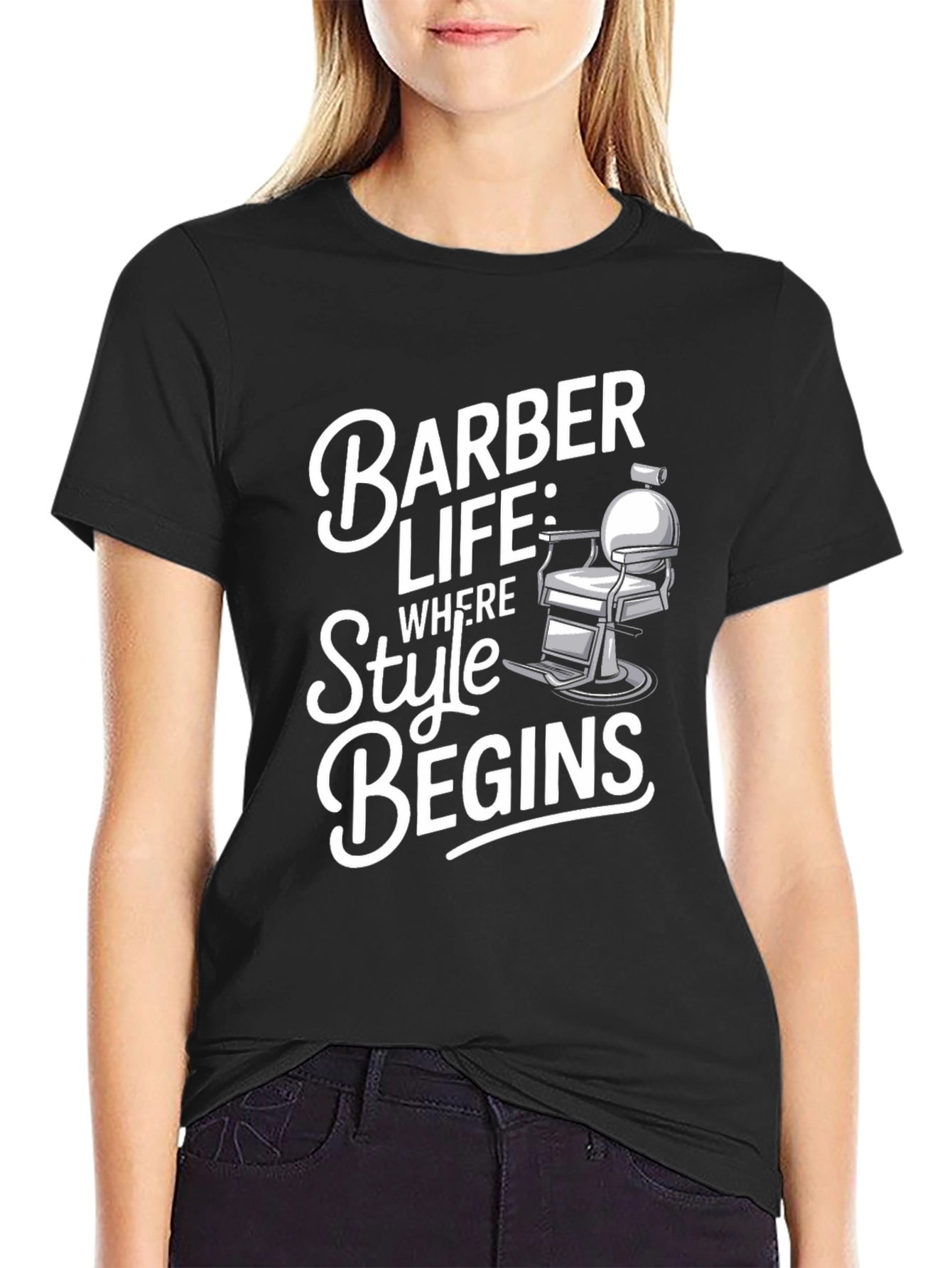 Black Barber Life T-Shirt - Style Begins view 2