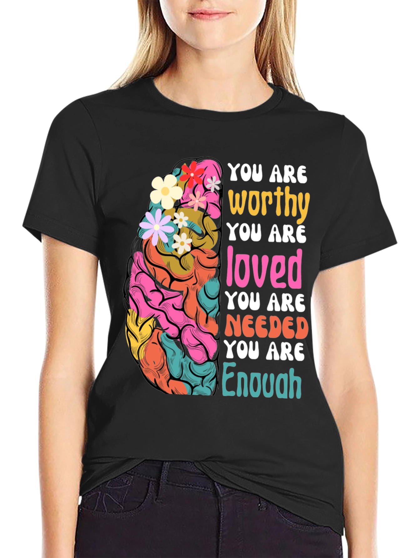 Black You Are Enough Graphic Tee view 2