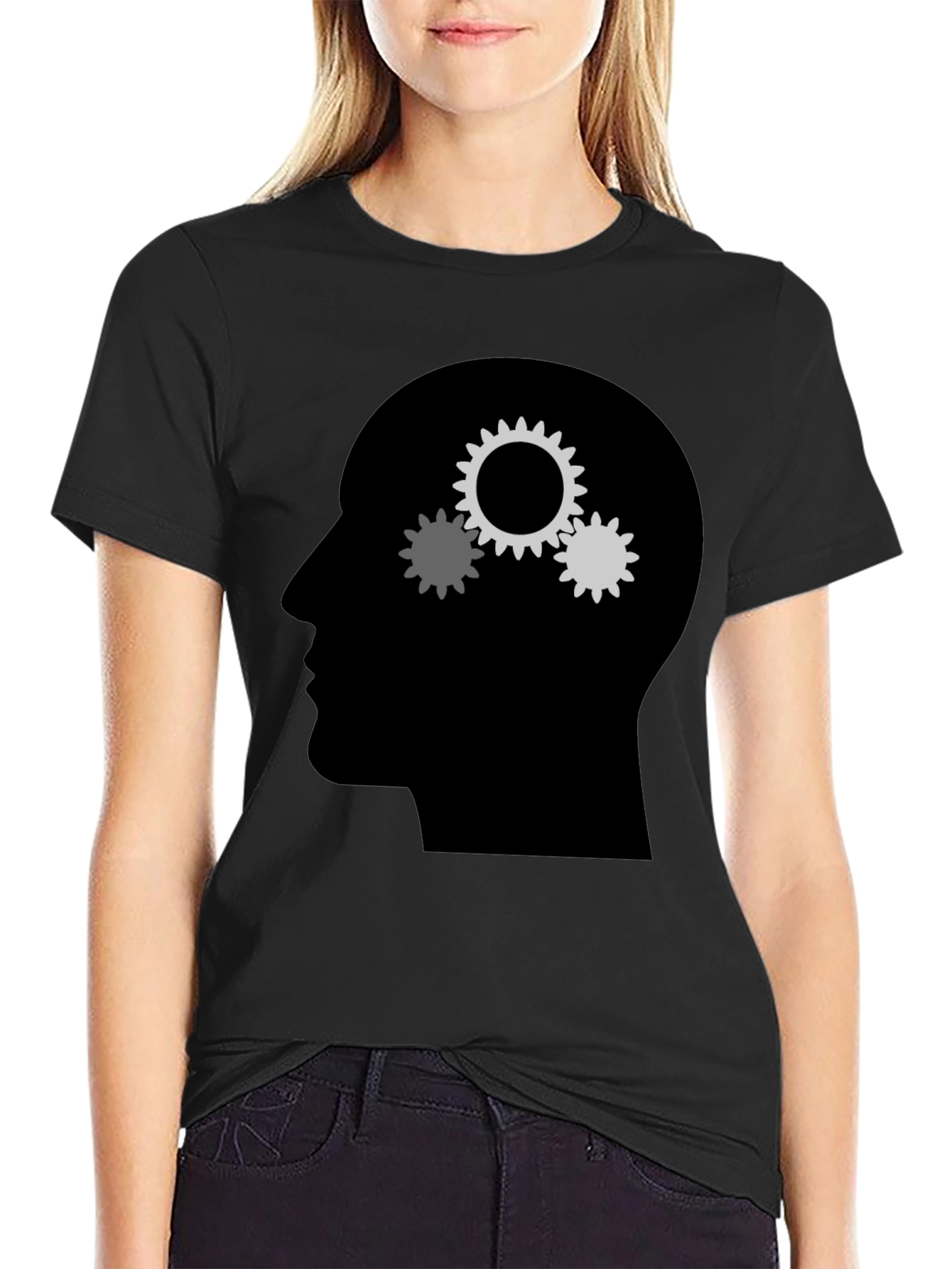 Black Gears Mind T-Shirt - Thinking Design view 2