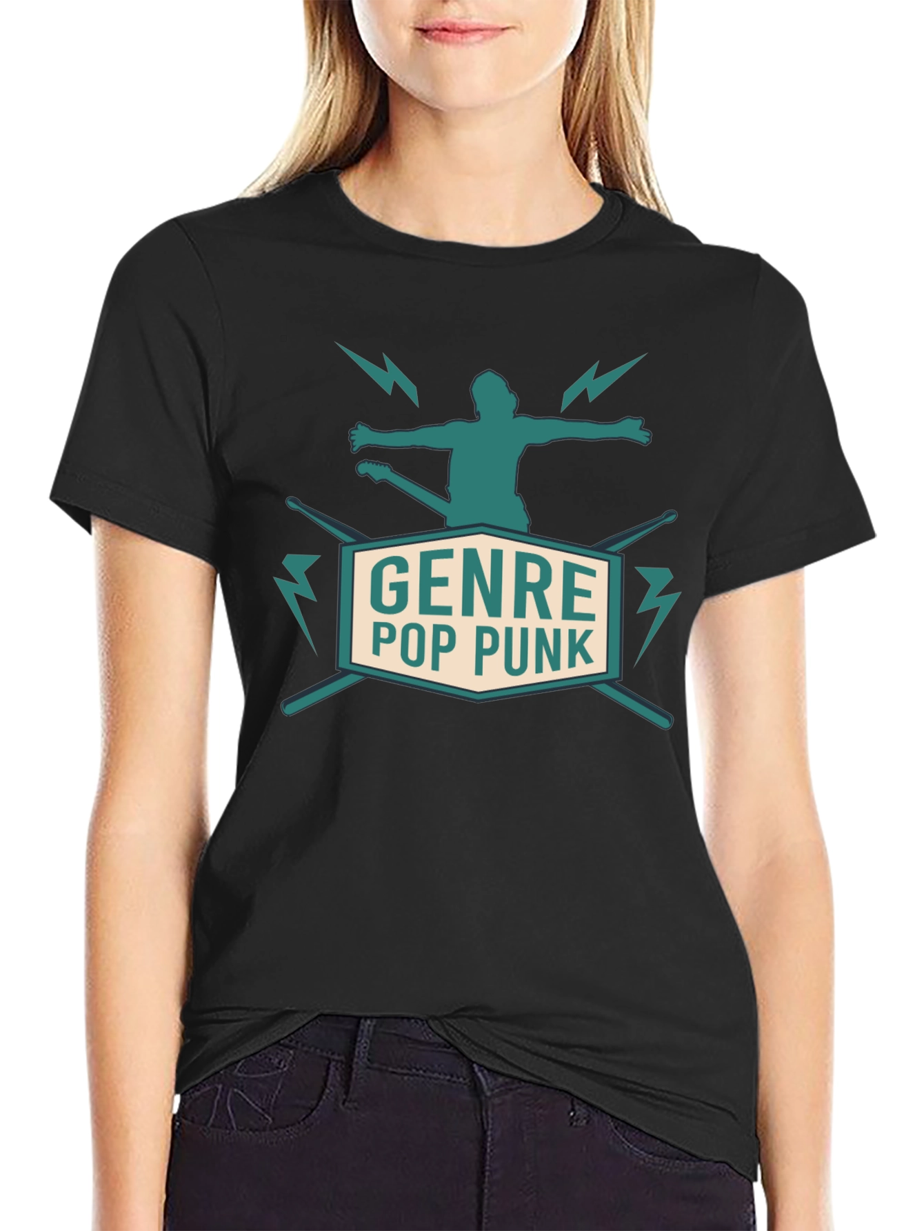 Black Genre Pop Punk Graphic Tee view 2