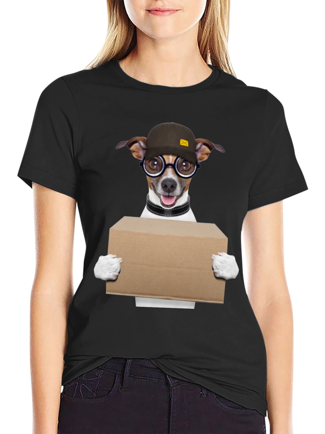 Black Dog Mailman Graphic Tee - Novelty T-Shirt view 2