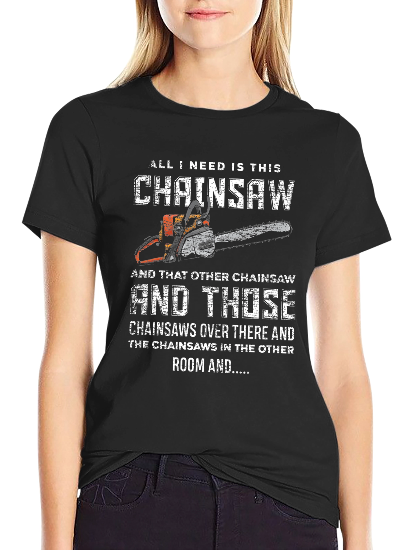 Black Funny Chainsaw Lover T-Shirt view 2