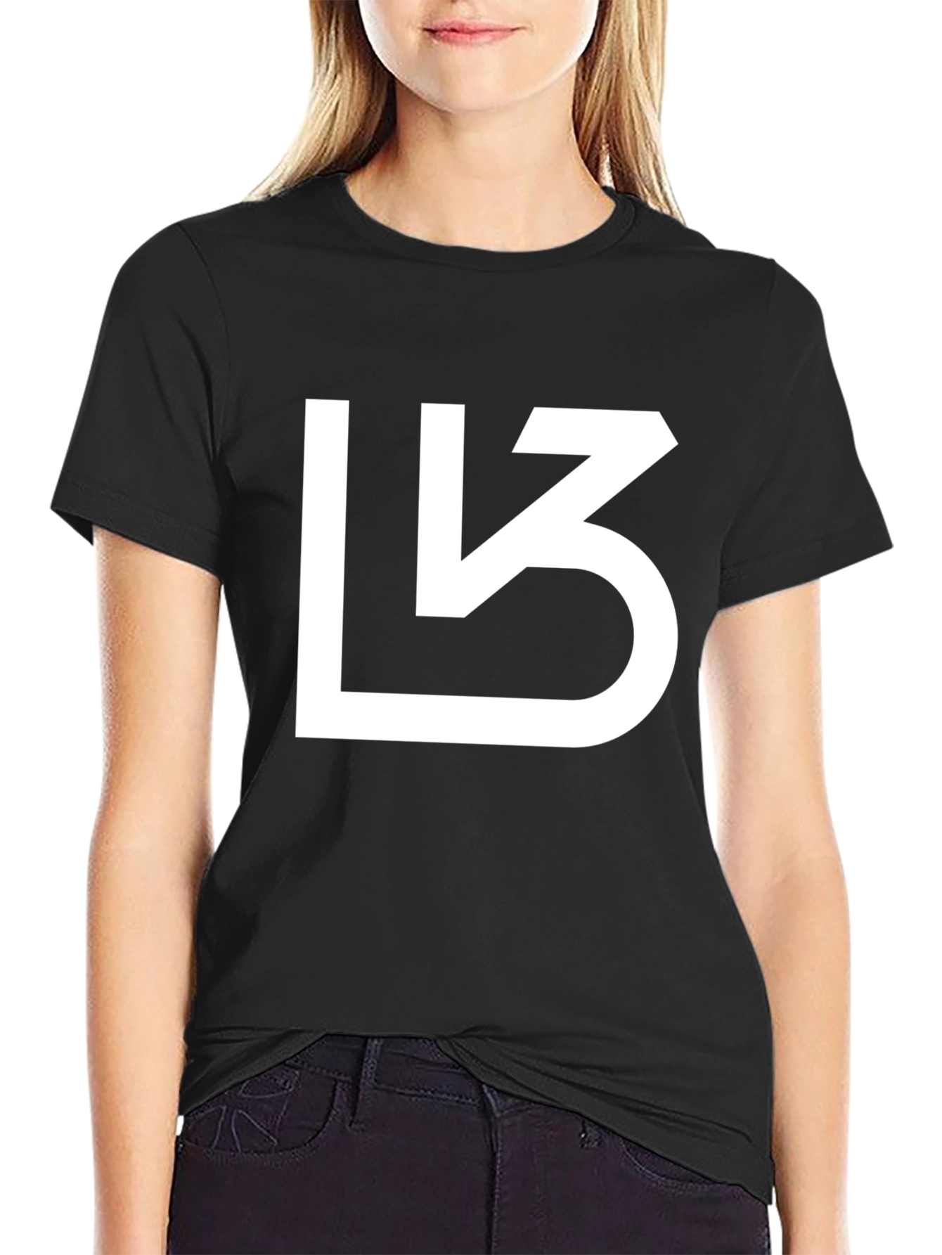 Black Abstract Logo Black T-Shirt, Casual Wear view 2