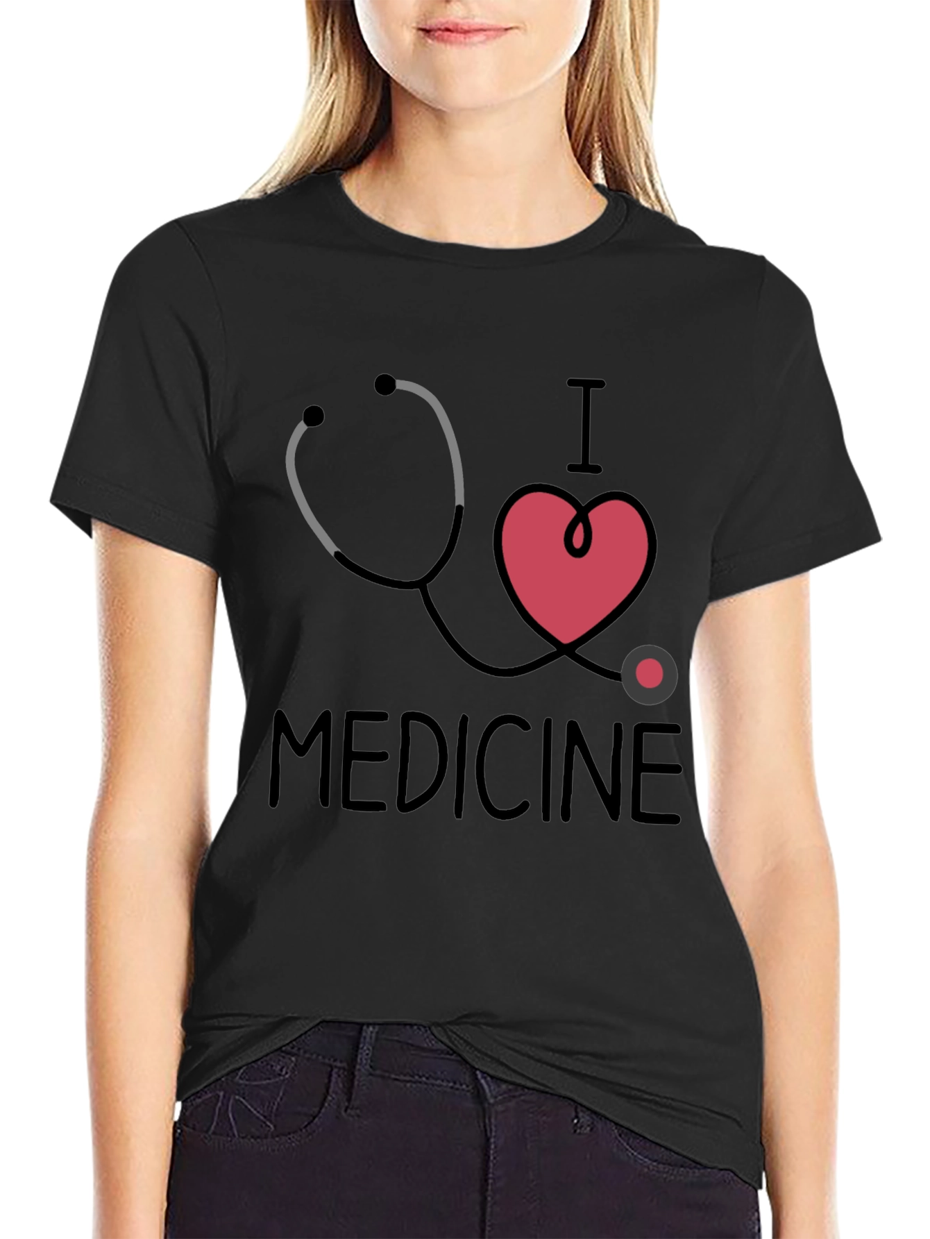 Black I Love Medicine Graphic T-Shirt - Black view 2