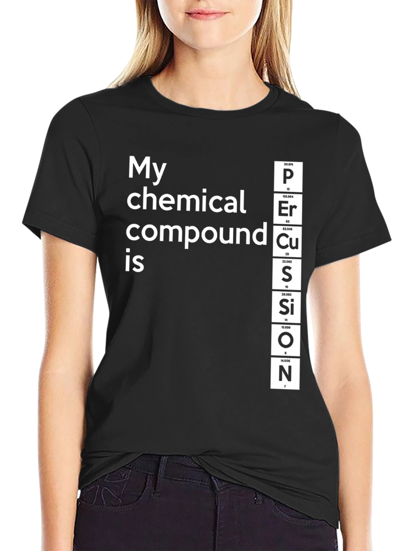 Black Periodic Table Elements Funny T-Shirt view 2