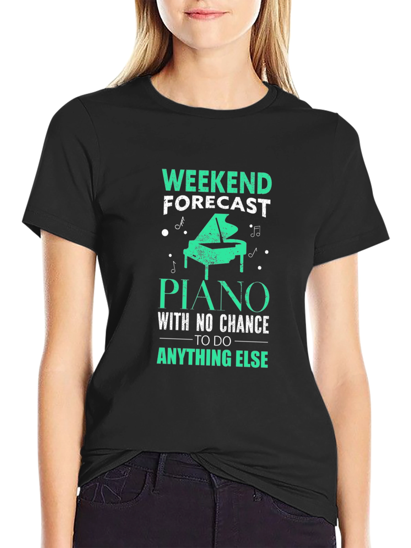 Black Weekend Forecast Piano T-Shirt - Music Lover Gift view 2