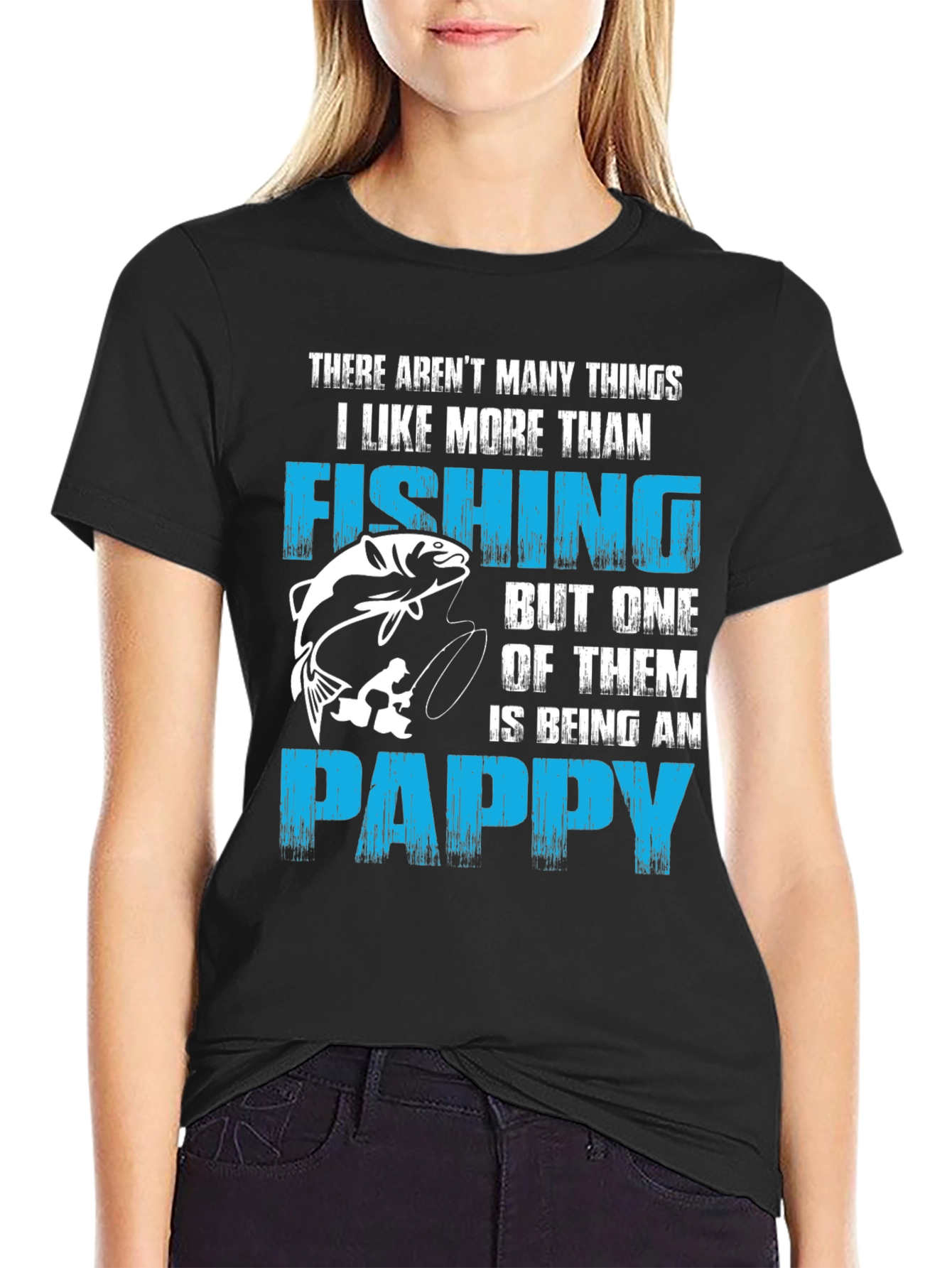 Black Fishing Pappy Graphic T-Shirt - Gift for Grandpas view 2
