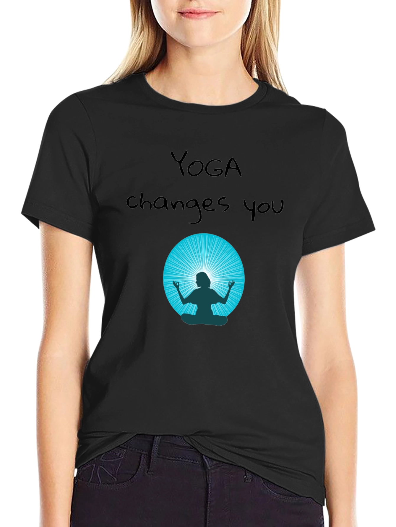 Black Yoga Changes You Graphic T-Shirt view 2