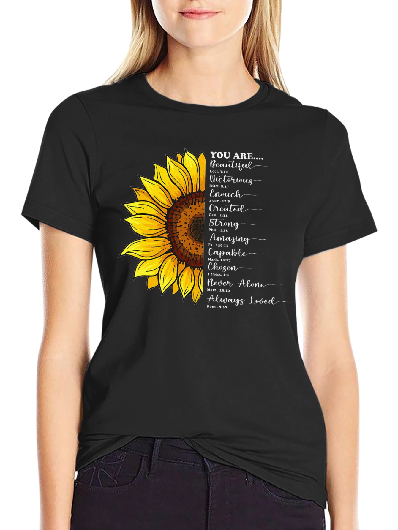 Black Inspirational Sunflower Graphic Tee - You Are... view 2