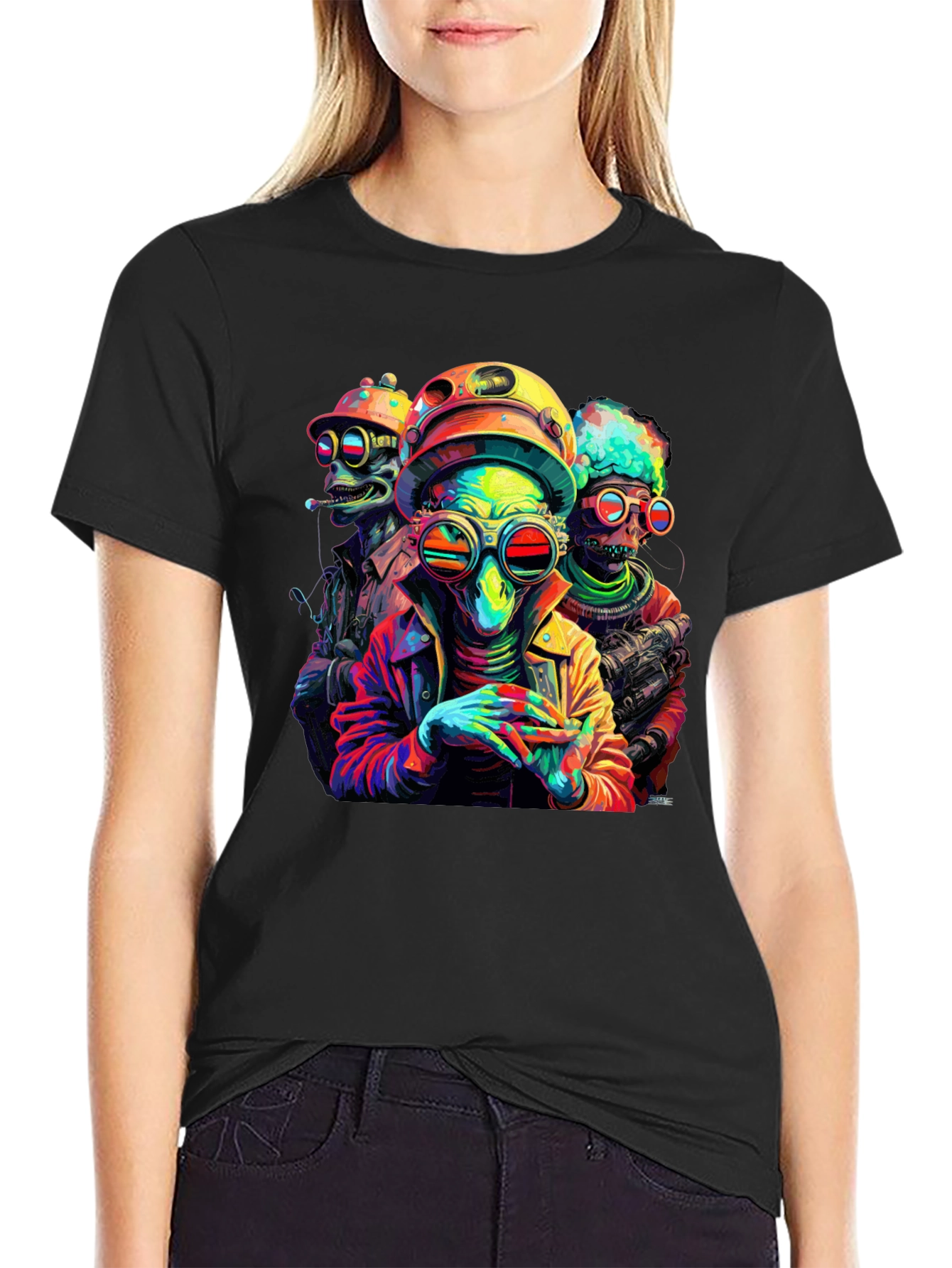 Alien Crew Graphic Tee - Black Cotton Comfort - 2