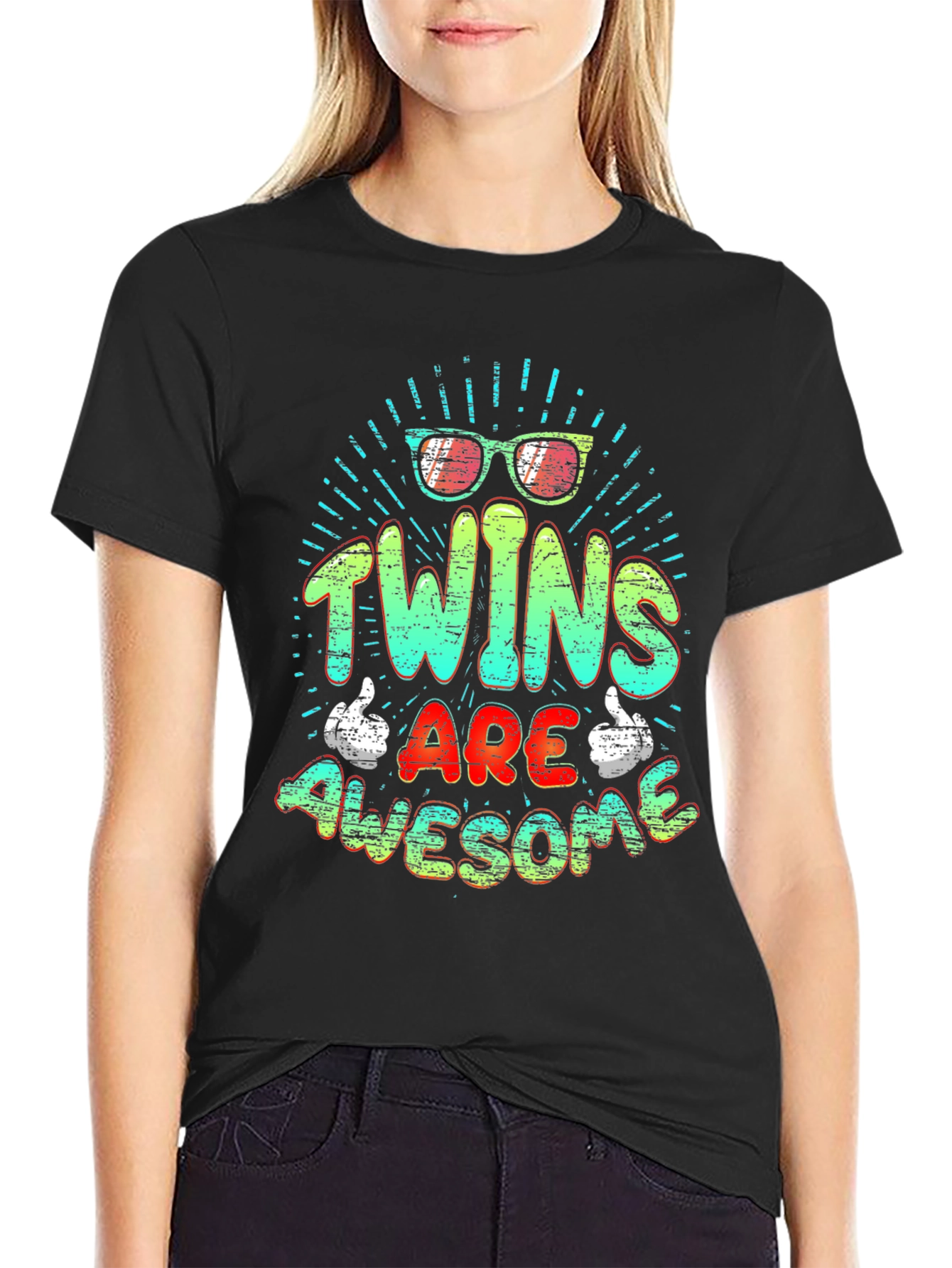 Black Twins Are Awesome Graphic T-Shirt view 2