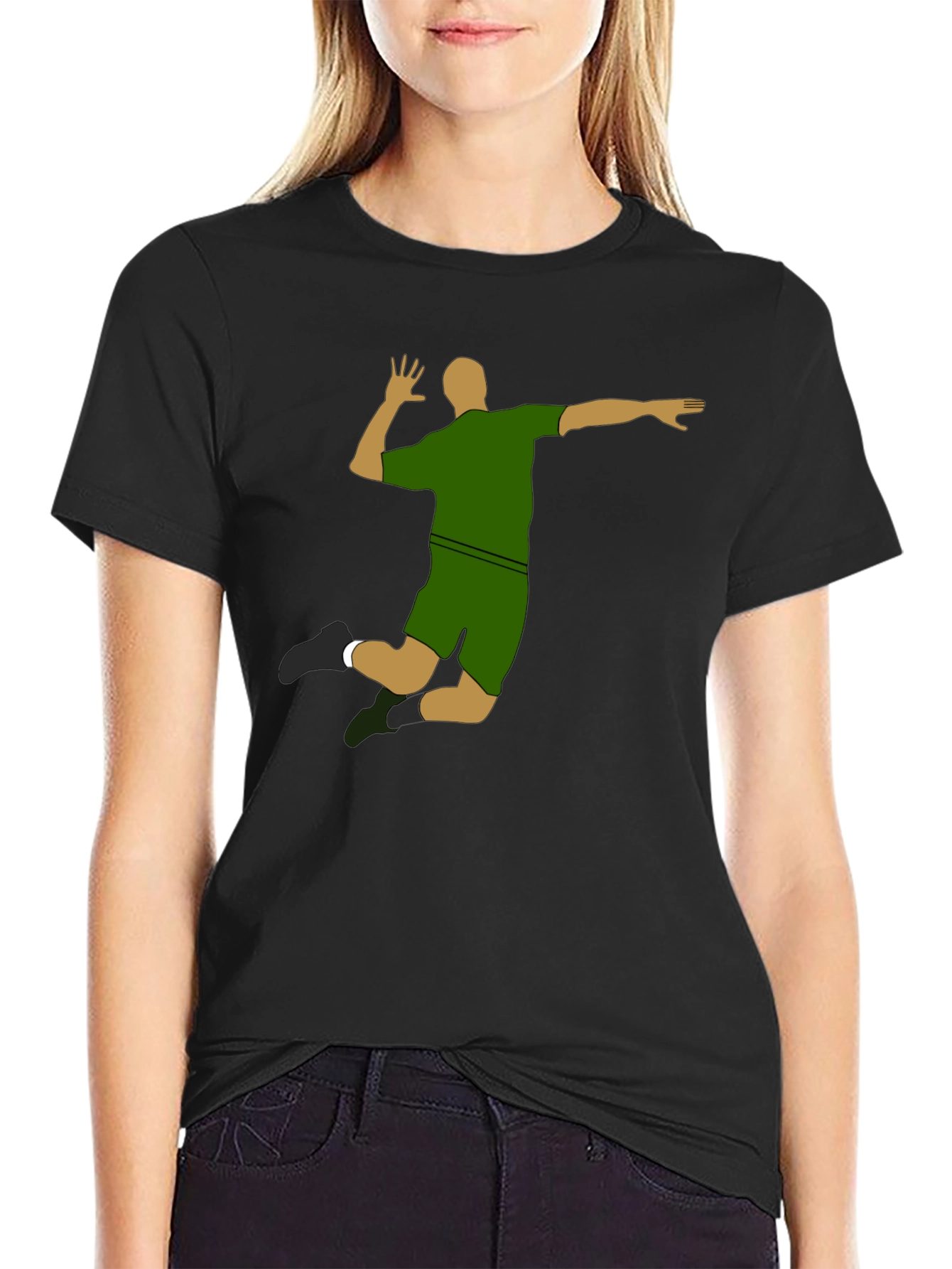 Black Volleyball Silhouette Graphic T-Shirt - Sporty Design view 2