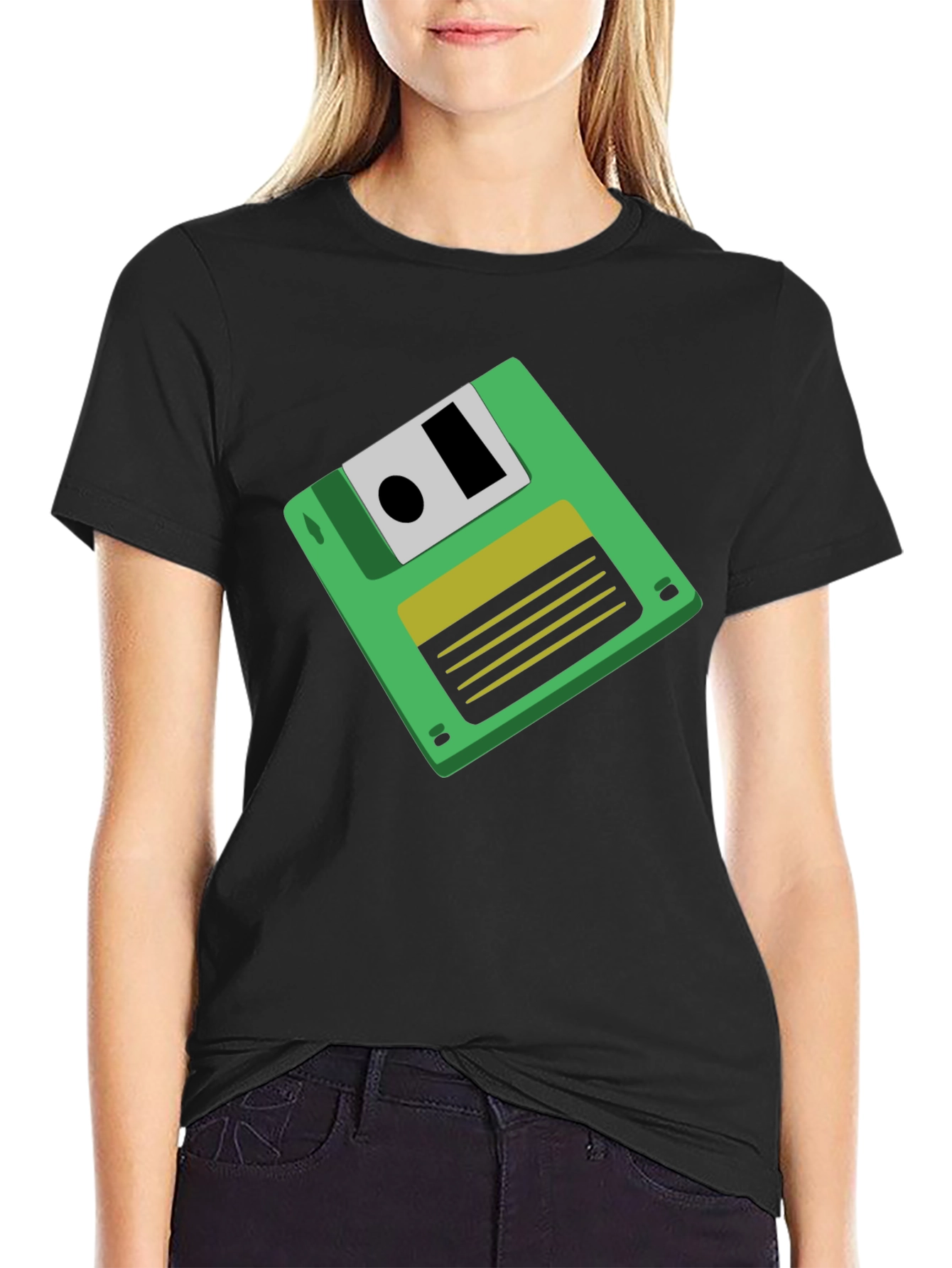 Retro Floppy Disk Graphic Tee - Black Unisex T-Shirt - 2