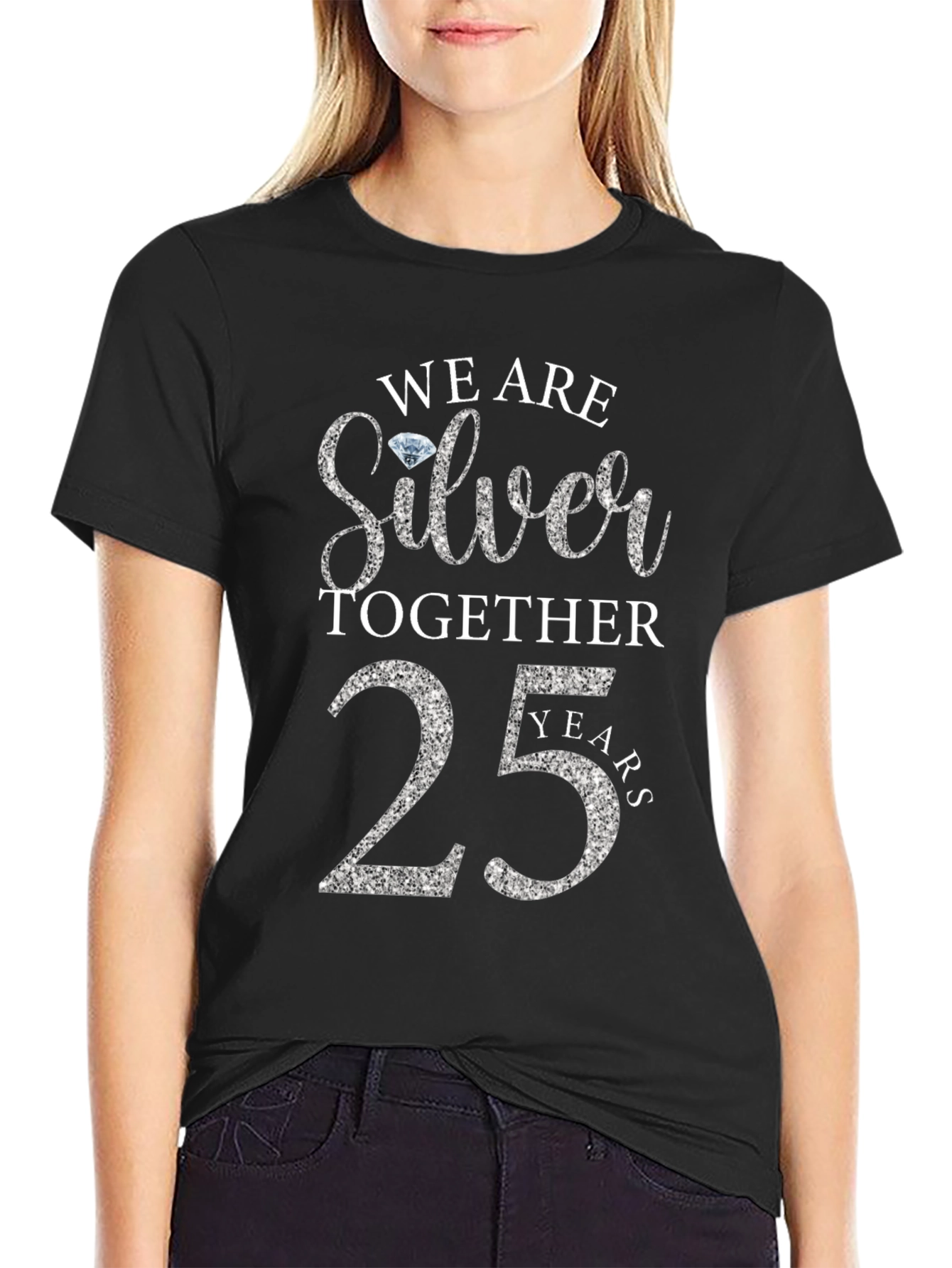 Black Silver Anniversary 25 Years T-Shirt view 2