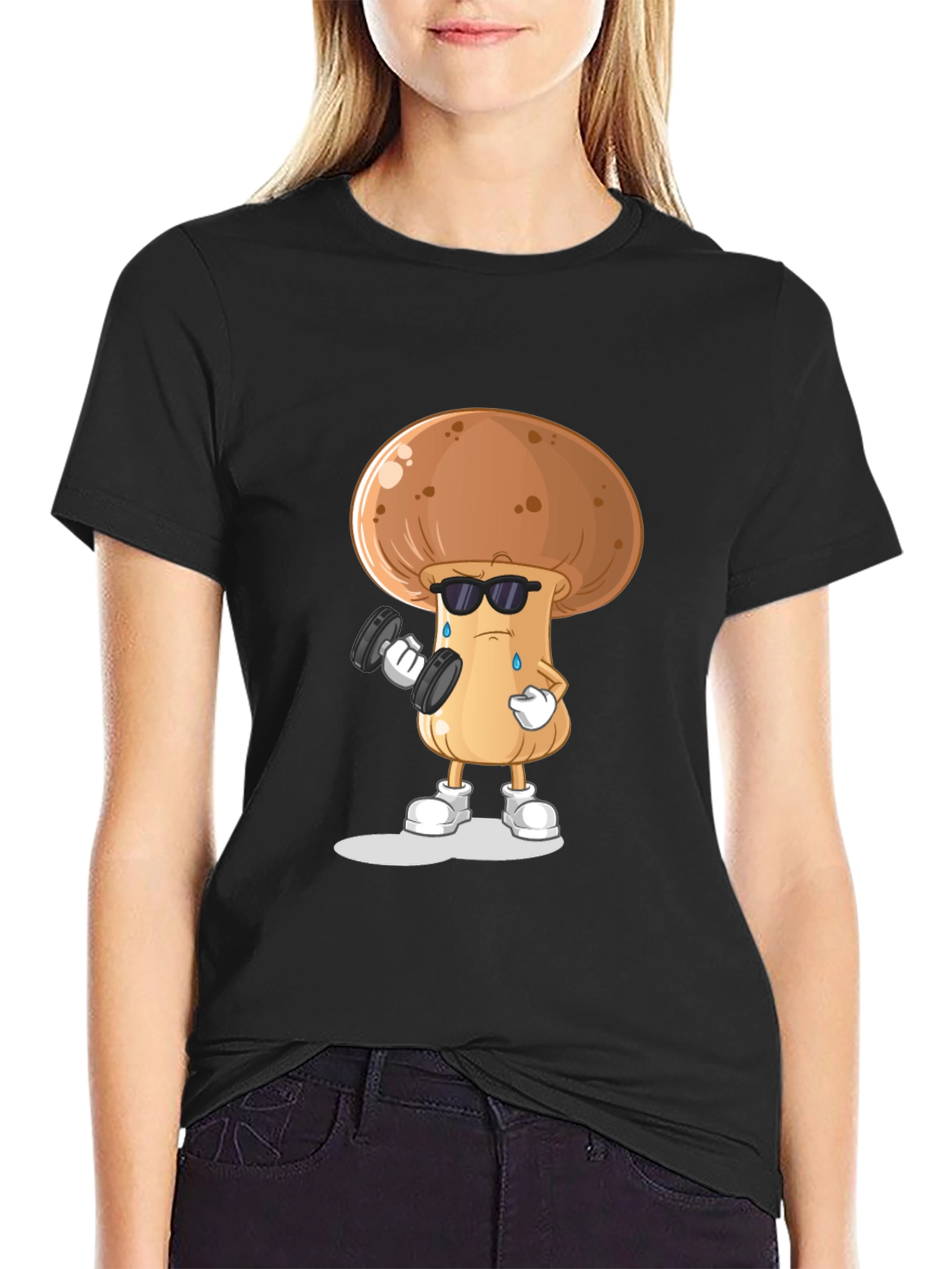 Black Mushroom Gym Black T-shirt view 2