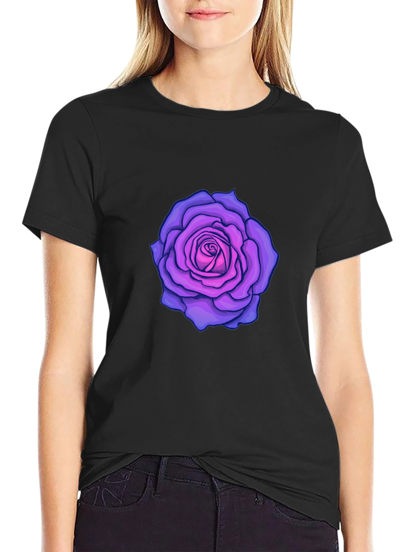 Black Rose Graphic Black T-Shirt view 2