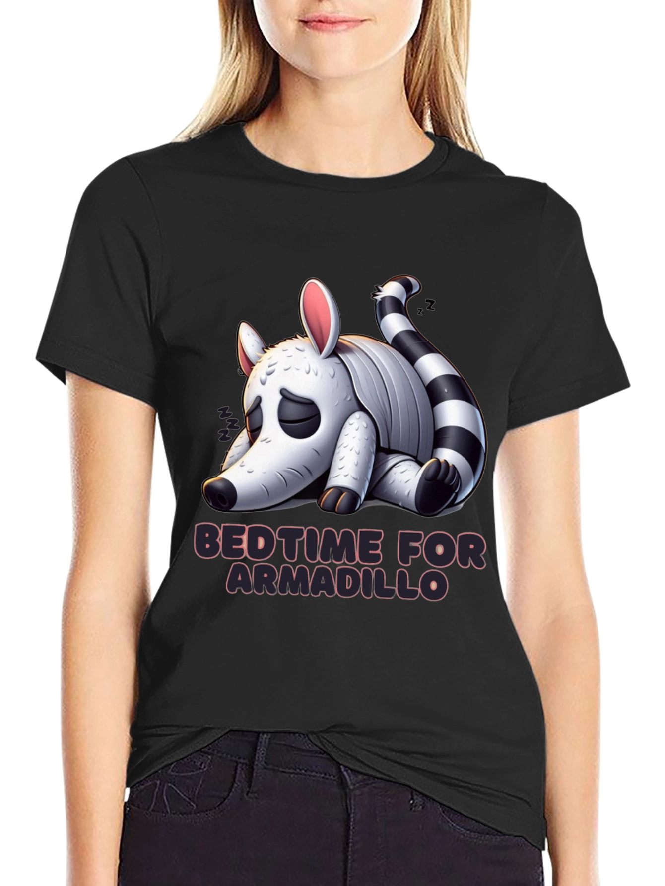 Black Bedtime for Armadillo Graphic Tee - Black view 2